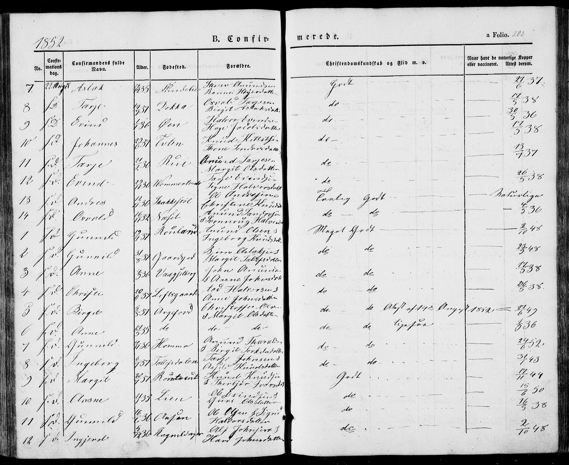 Vinje kirkebøker, SAKO/A-312/F/Fa/L0004: Parish register (official) no. I 4, 1843-1869, p. 202