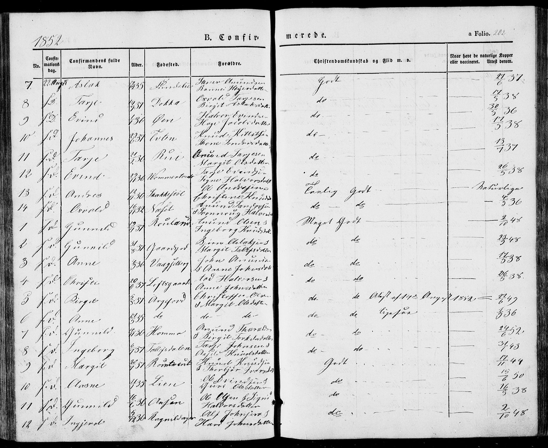 Vinje kirkebøker, AV/SAKO-A-312/F/Fa/L0004: Parish register (official) no. I 4, 1843-1869, p. 202