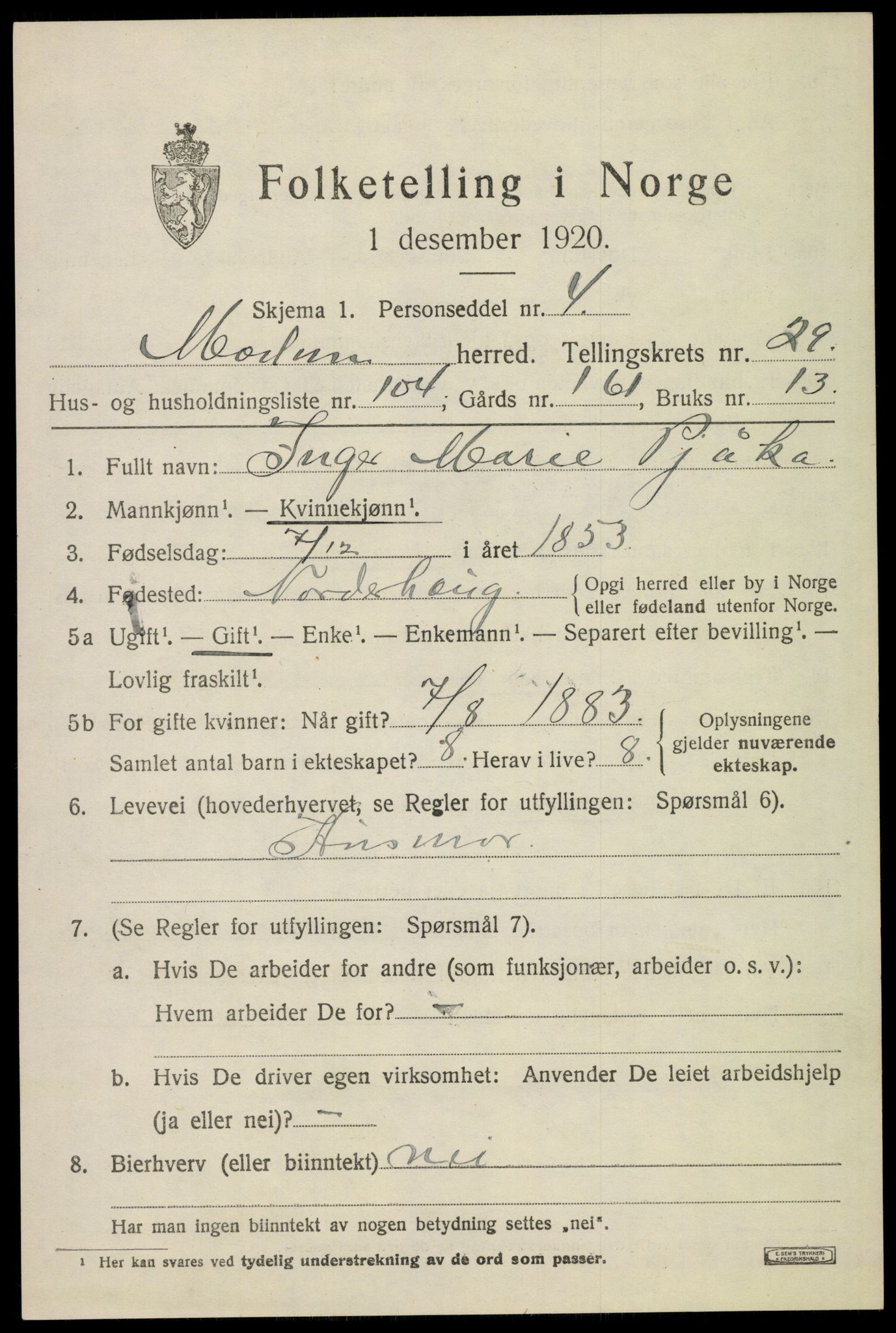 SAKO, 1920 census for Modum, 1920, p. 27625