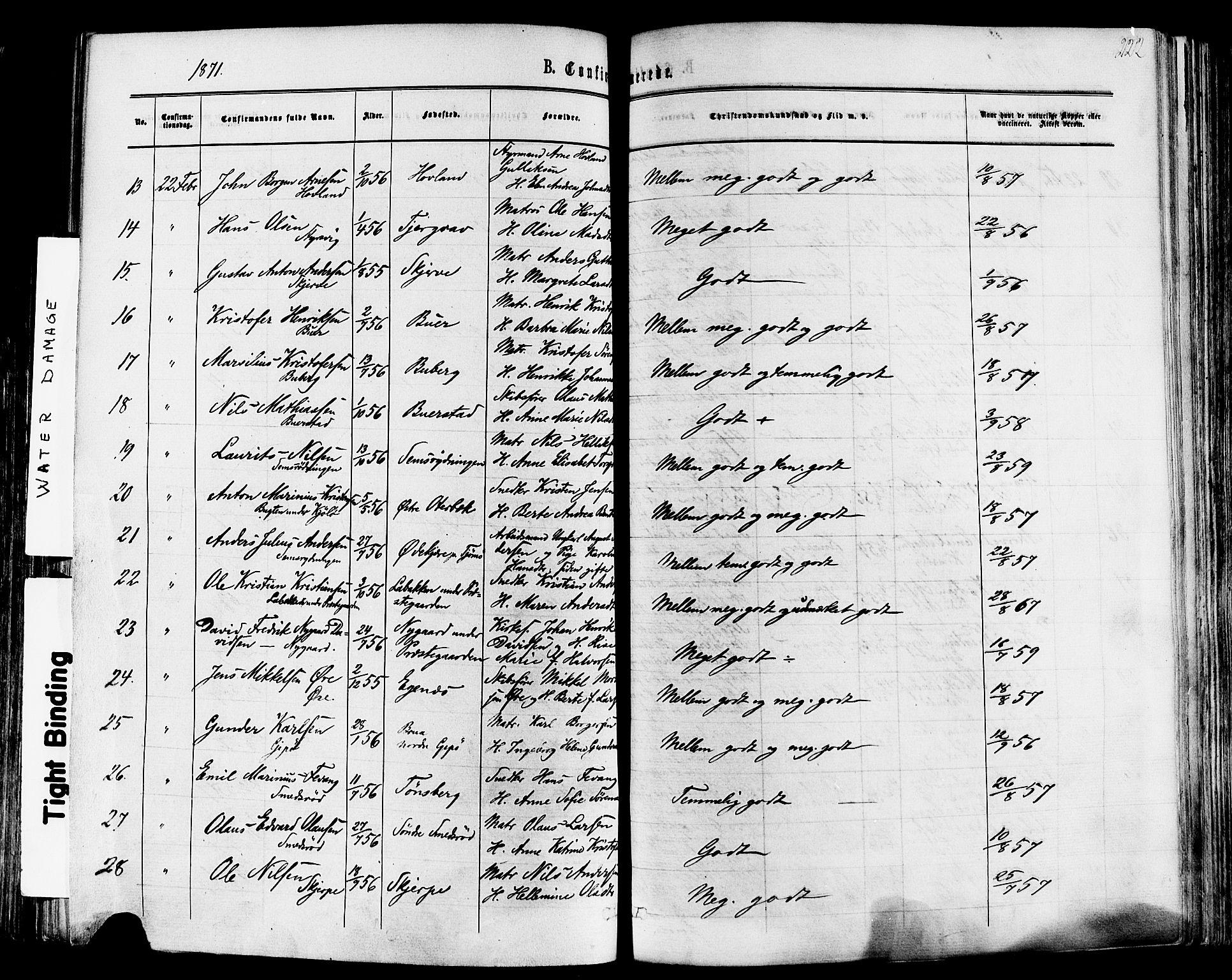 Nøtterøy kirkebøker, SAKO/A-354/F/Fa/L0007: Parish register (official) no. I 7, 1865-1877, p. 222