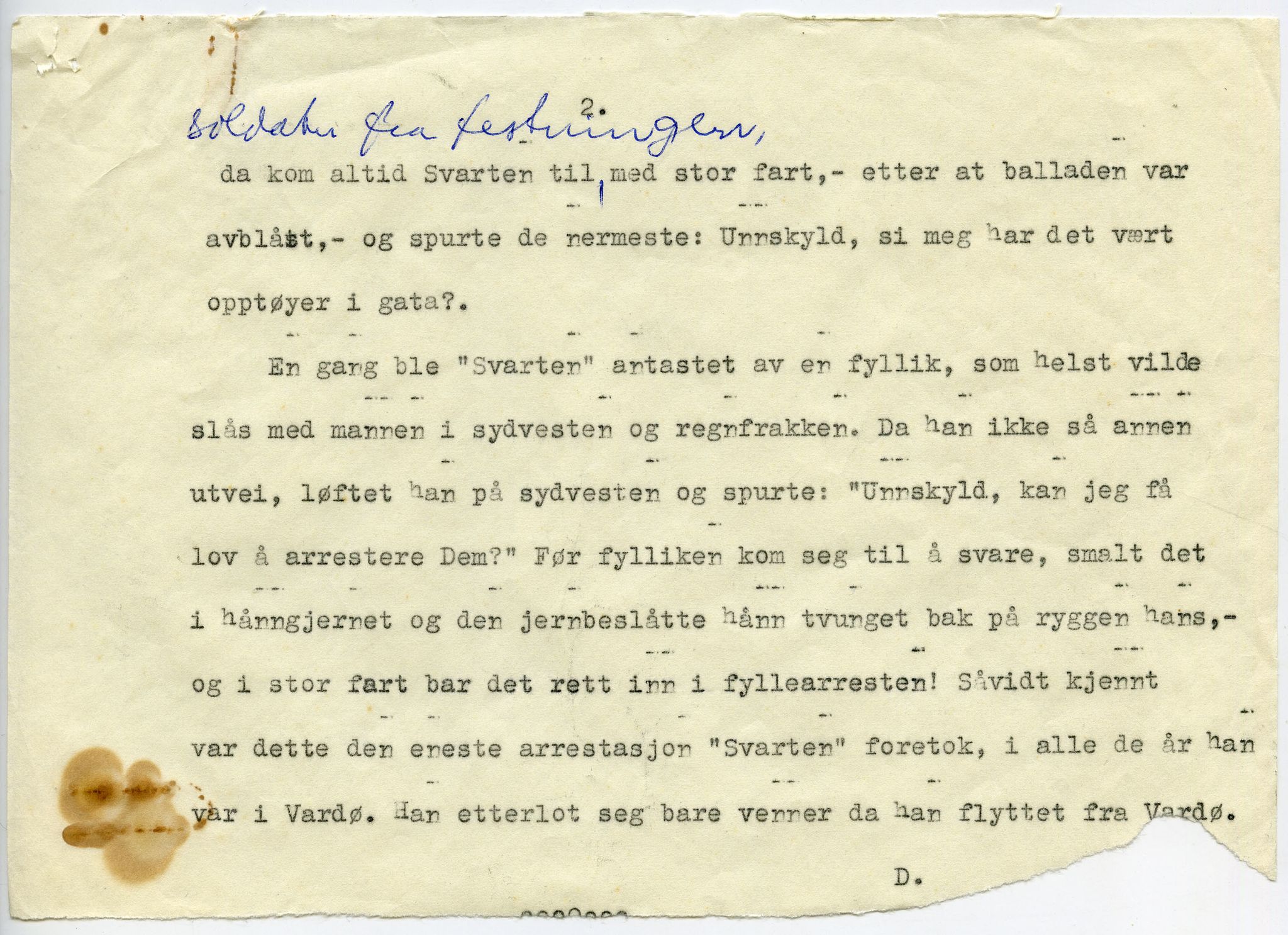 Vilfred Dybos, FMFB/A-1111/F/L0002/0001: Leserinnlegg og manuskripter / Maskinskrevne avisinnlegg: Unnskyld kan jeg få lov, 1955-1960