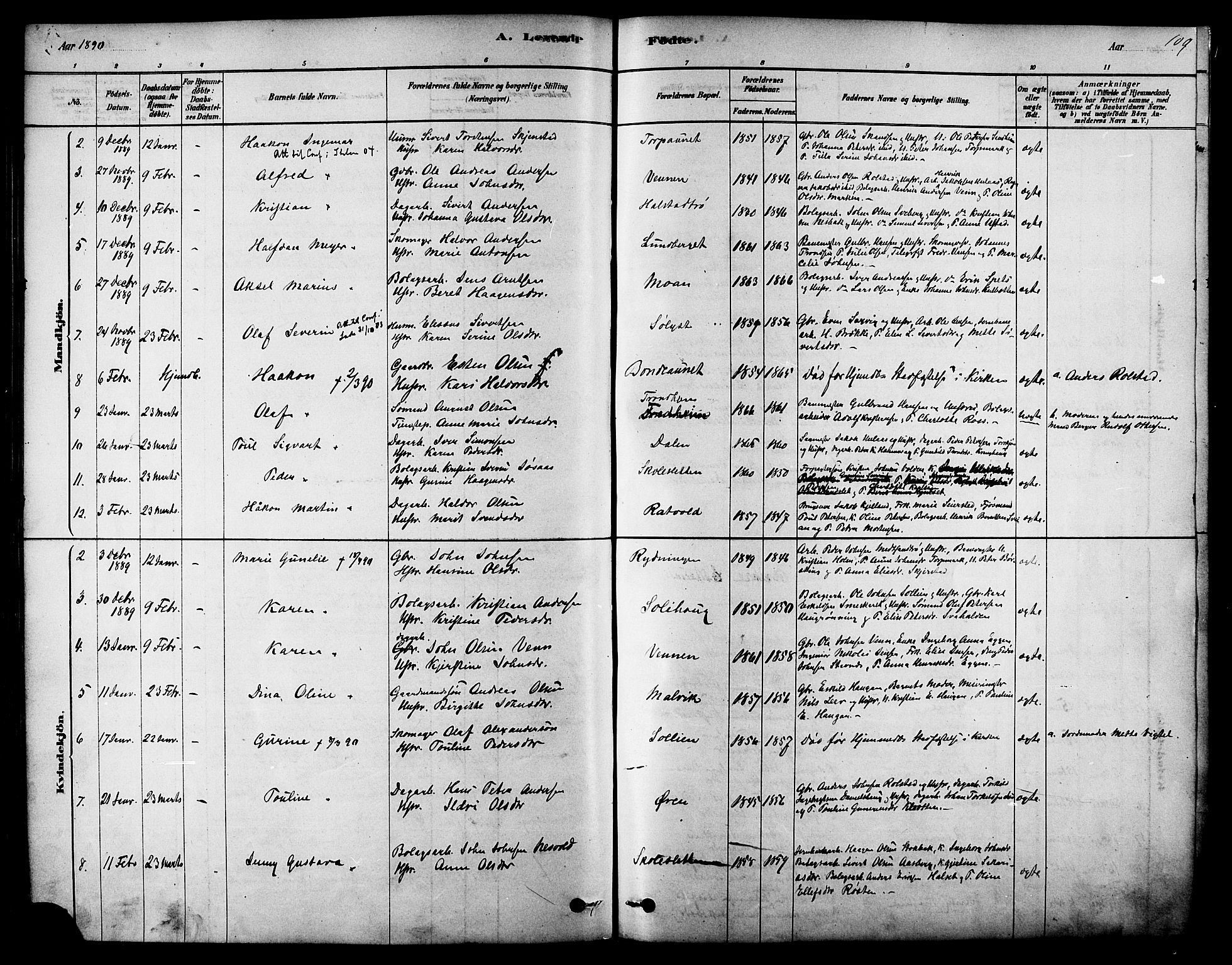 Ministerialprotokoller, klokkerbøker og fødselsregistre - Sør-Trøndelag, SAT/A-1456/616/L0410: Parish register (official) no. 616A07, 1878-1893, p. 109