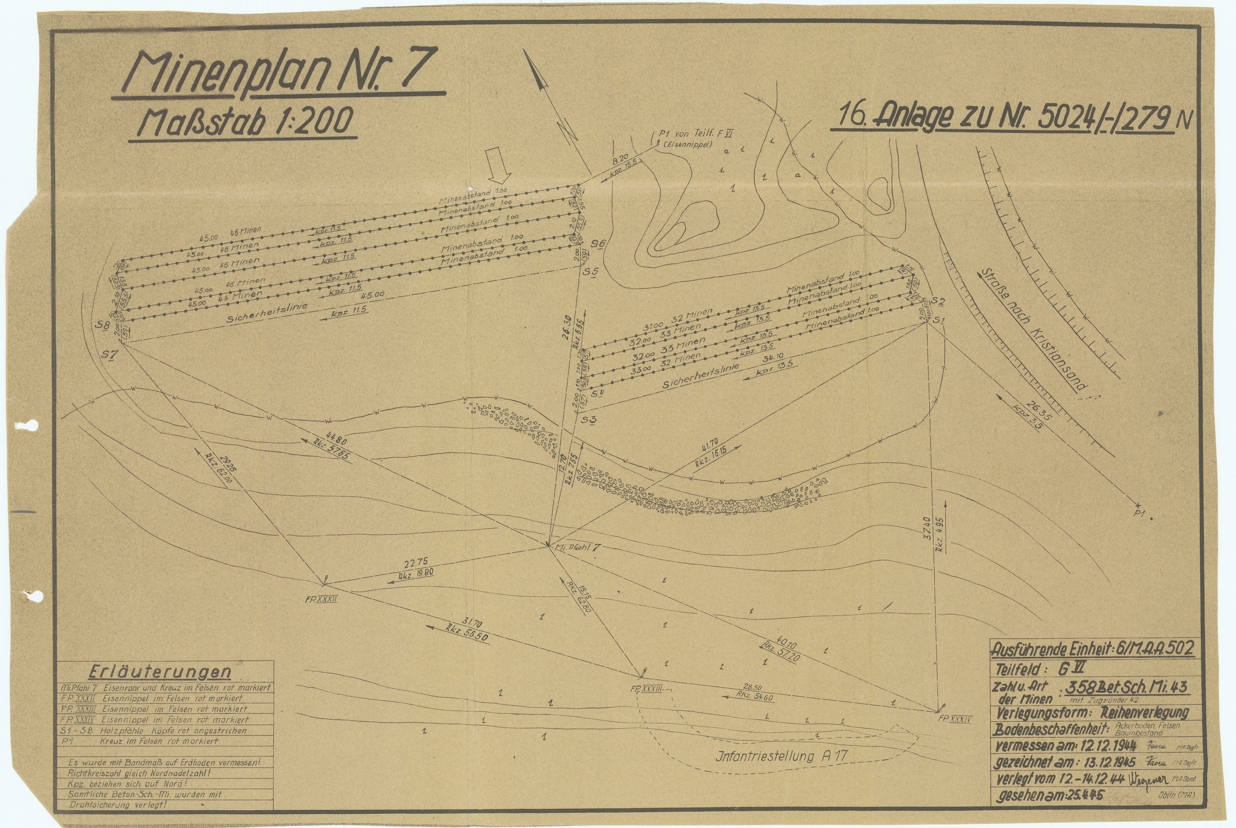 Forsvaret, Sørlandet sjøforsvarsdistrikt, RA/RAFA-3266/F/Fb/Fbf/L0323: Tyske landminefelter, 1945, p. 142