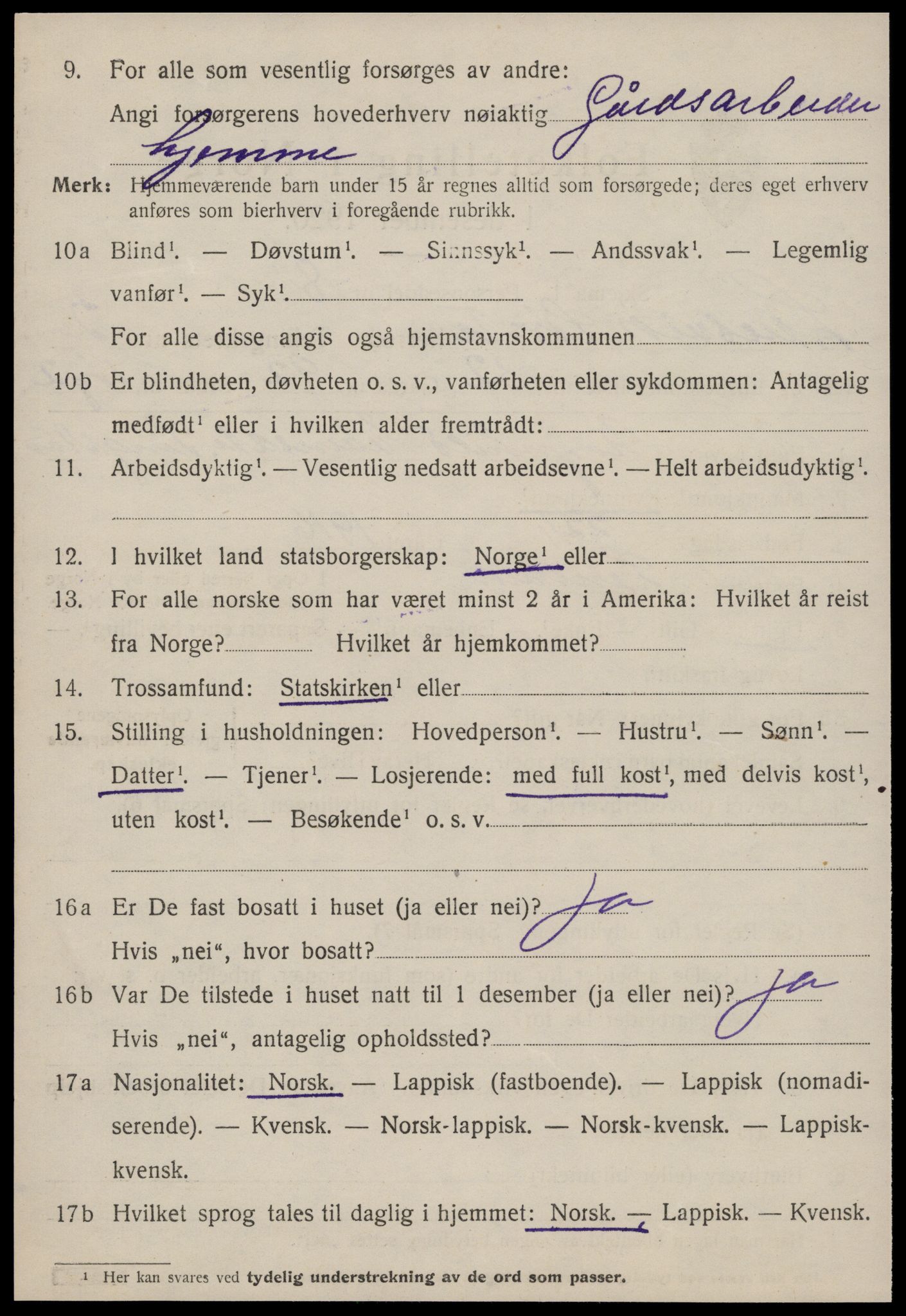 SAT, 1920 census for Lensvik, 1920, p. 1705