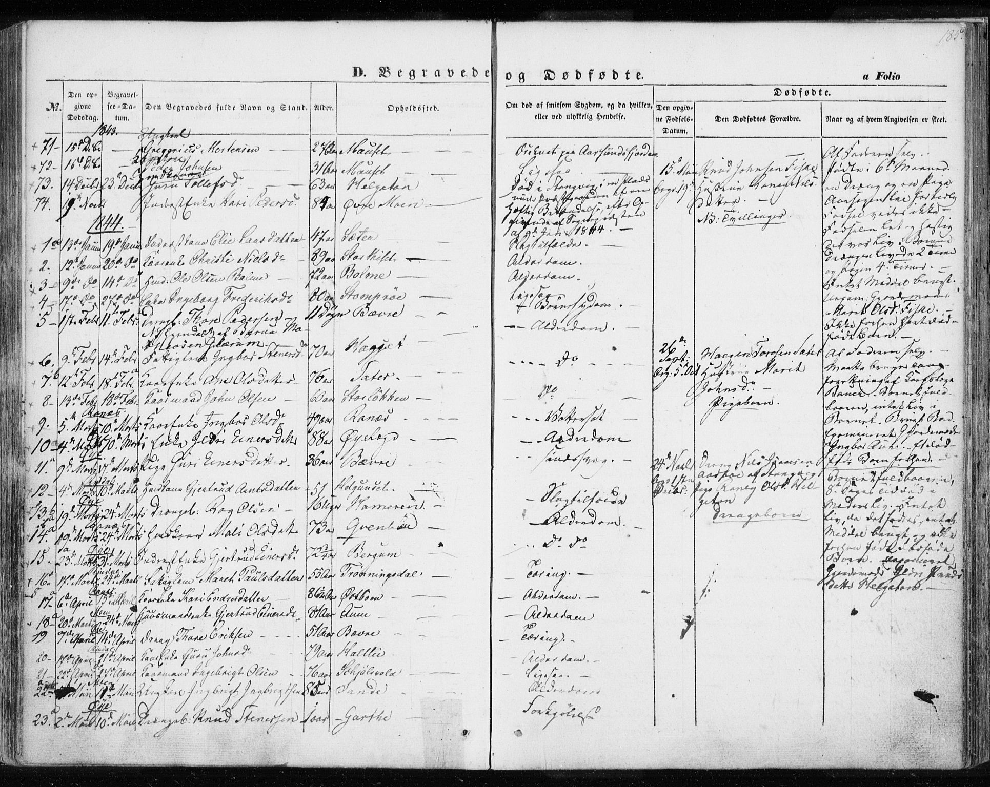 Ministerialprotokoller, klokkerbøker og fødselsregistre - Møre og Romsdal, SAT/A-1454/595/L1043: Parish register (official) no. 595A05, 1843-1851, p. 185