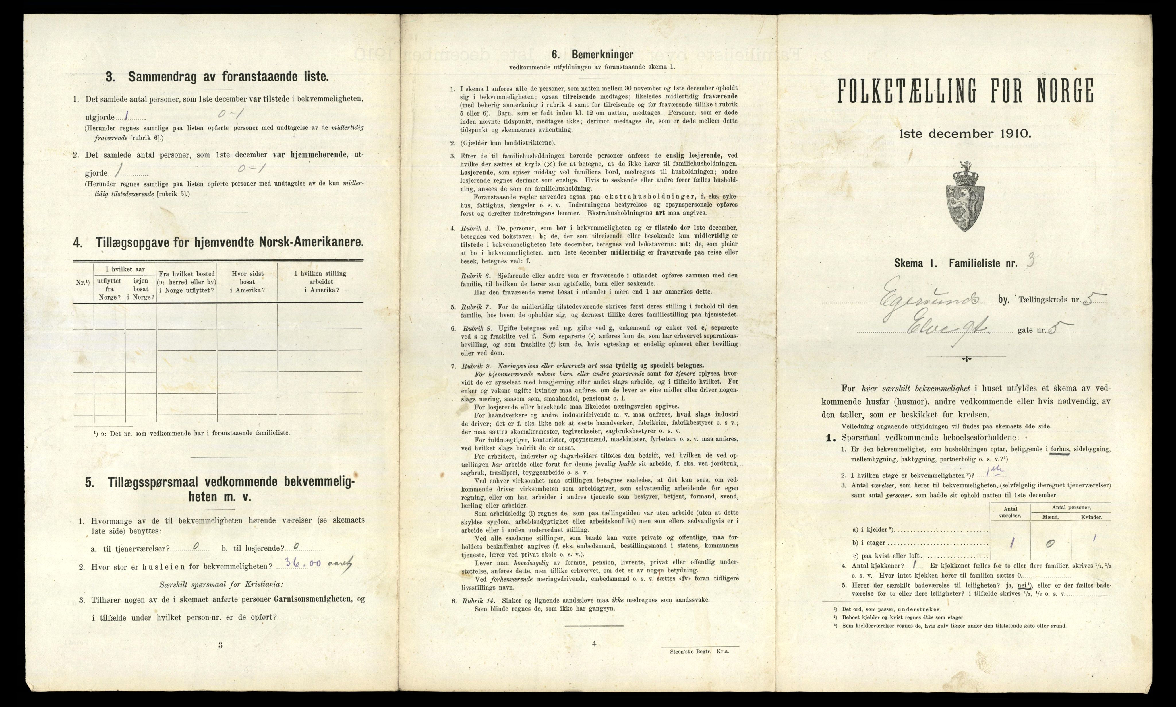 RA, 1910 census for Egersund, 1910, p. 1451