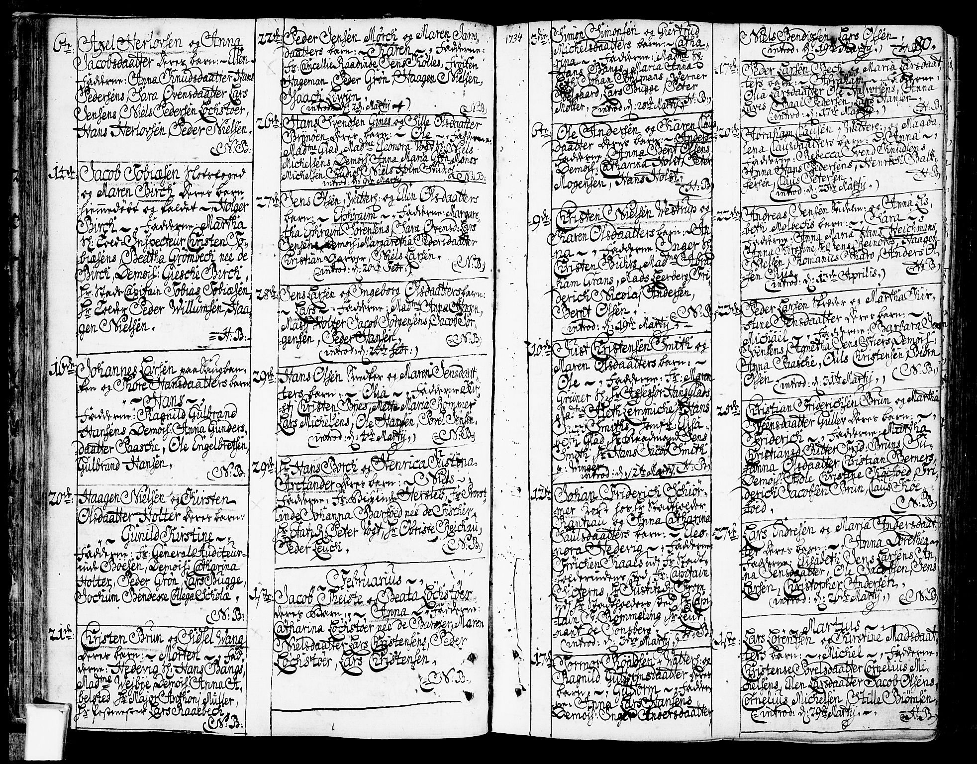 Oslo domkirke Kirkebøker, SAO/A-10752/F/Fa/L0003: Parish register (official) no. 3, 1731-1743, p. 80