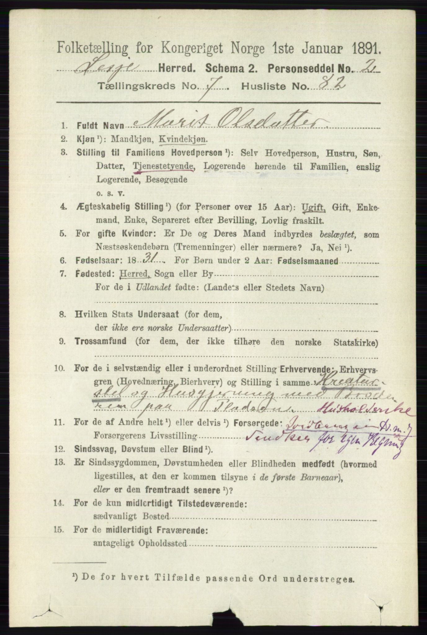 RA, 1891 census for 0512 Lesja, 1891, p. 2900