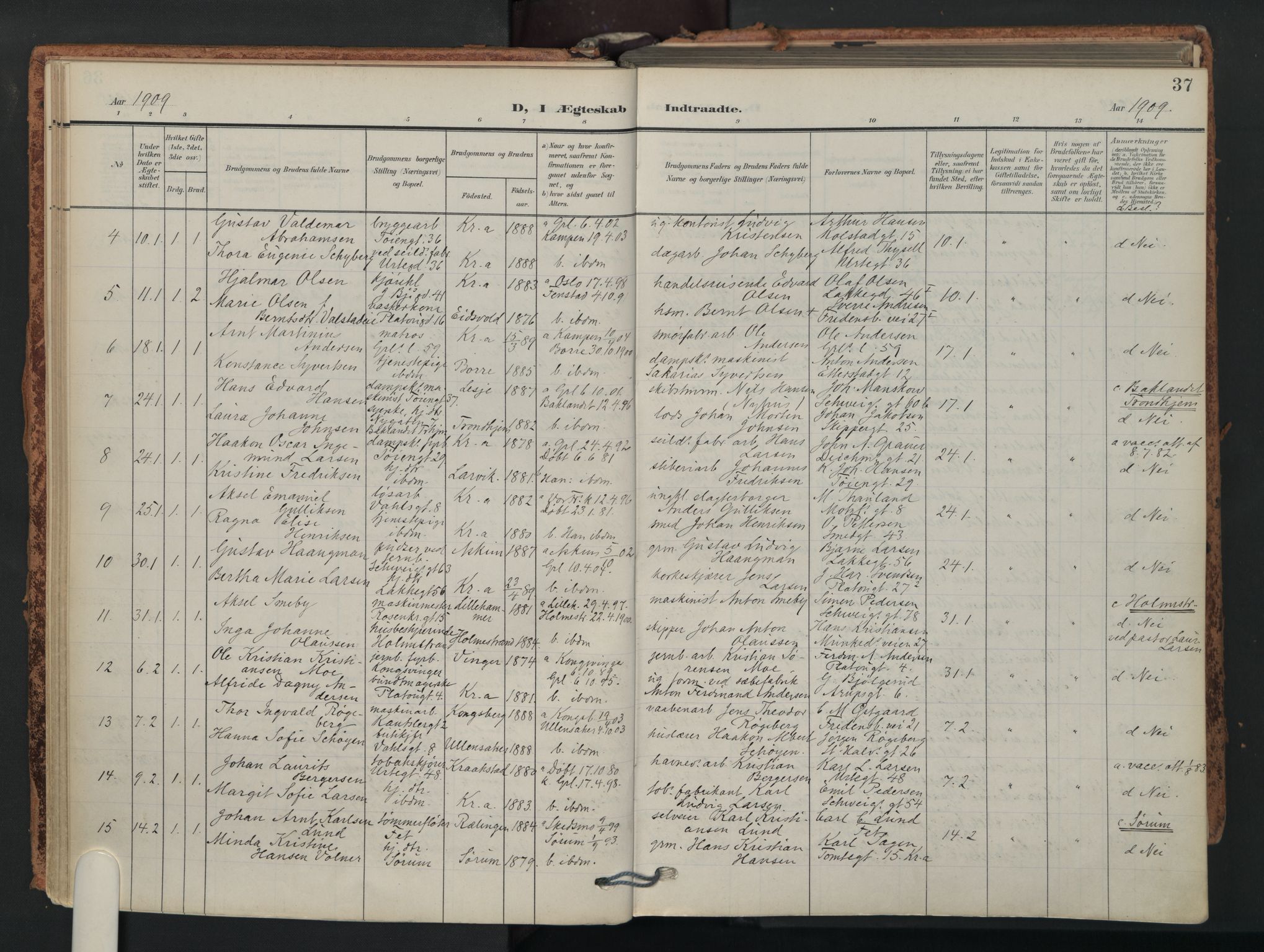 Grønland prestekontor Kirkebøker, AV/SAO-A-10848/F/Fa/L0017: Parish register (official) no. 17, 1906-1934, p. 37
