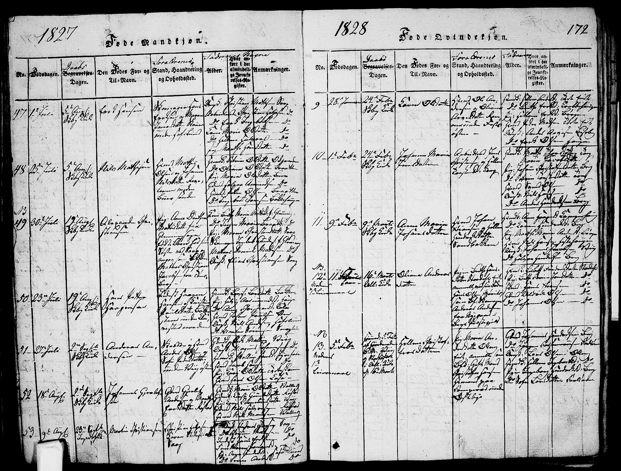 Skjeberg prestekontor Kirkebøker, AV/SAO-A-10923/G/Ga/L0001: Parish register (copy) no. I 1, 1815-1830, p. 172