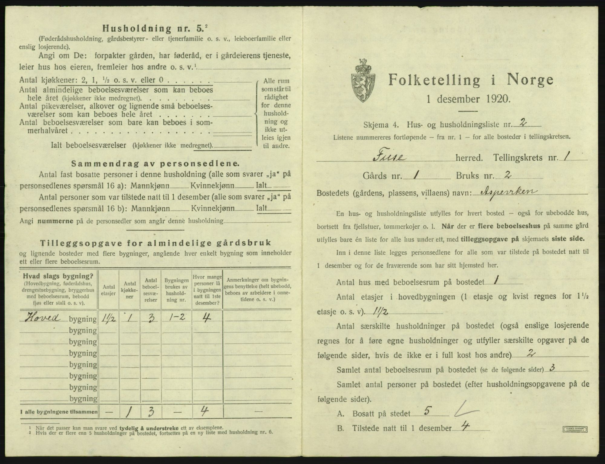 SAB, 1920 census for Fusa, 1920, p. 26