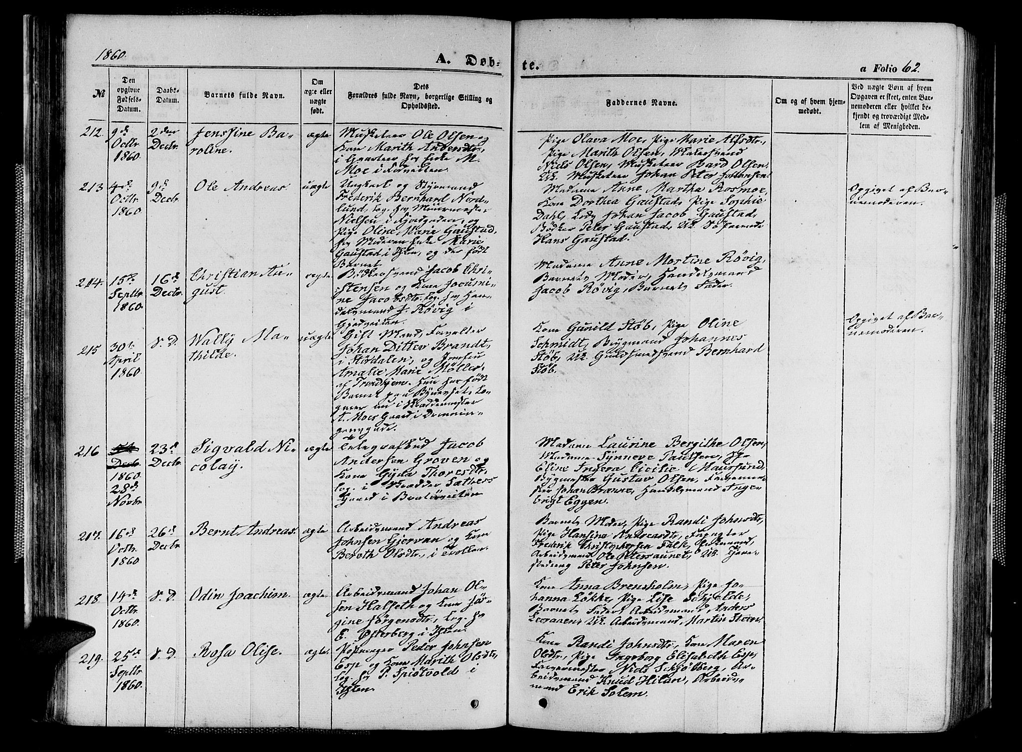 Ministerialprotokoller, klokkerbøker og fødselsregistre - Sør-Trøndelag, SAT/A-1456/602/L0139: Parish register (copy) no. 602C07, 1859-1864, p. 62