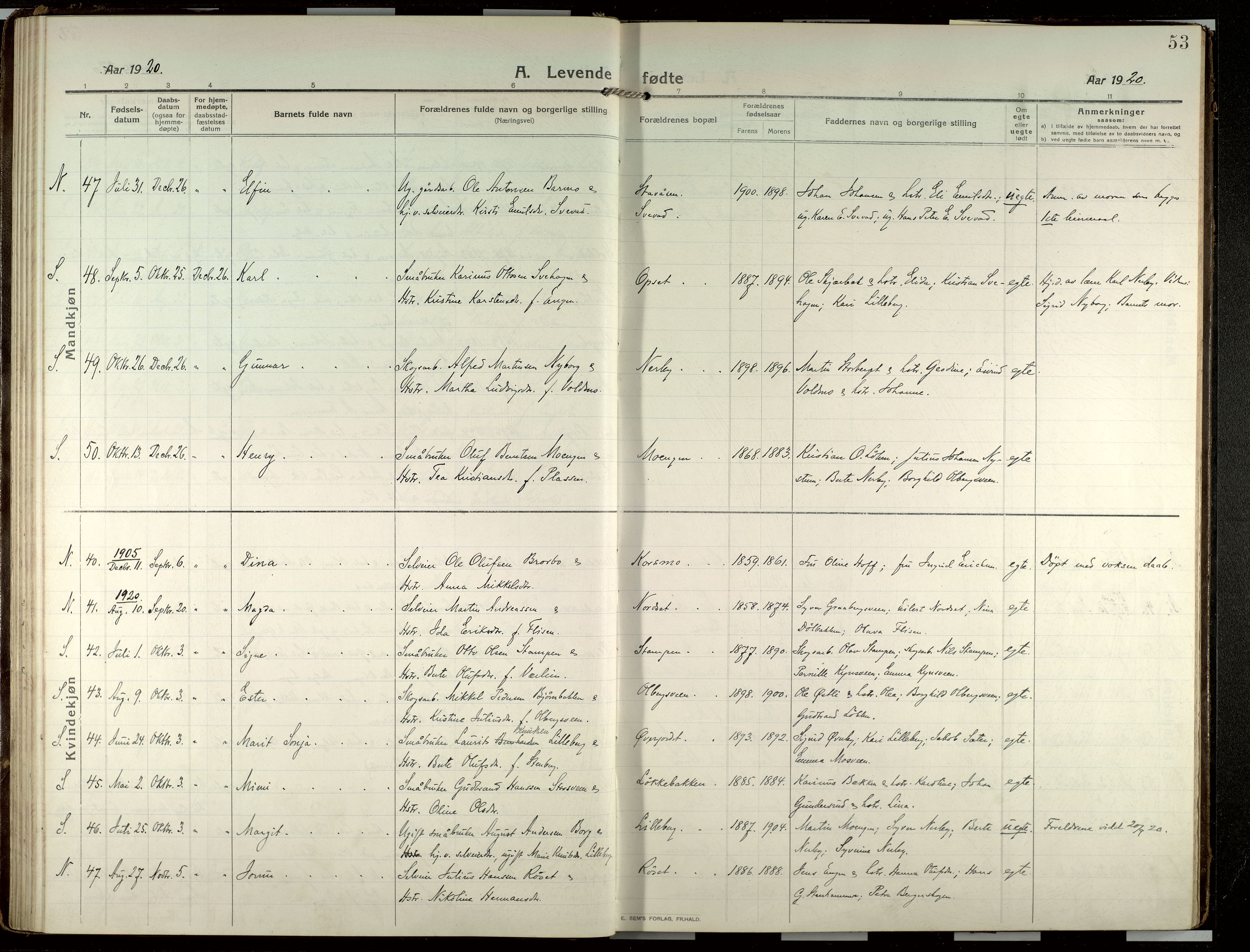 Elverum prestekontor, AV/SAH-PREST-044/H/Ha/Haa/L0022: Parish register (official) no. 22, 1913-1924, p. 53