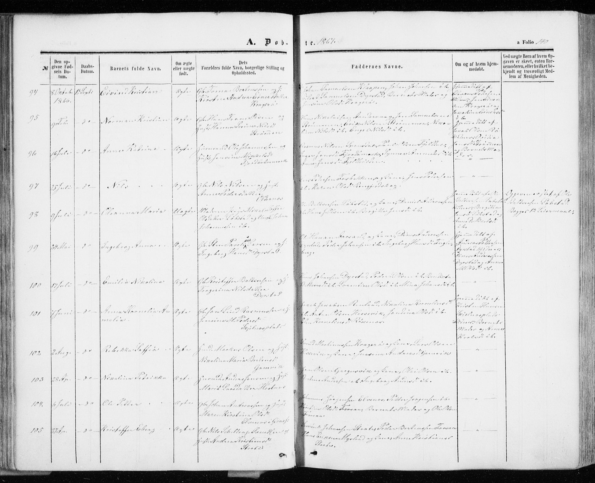 Ibestad sokneprestembete, AV/SATØ-S-0077/H/Ha/Haa/L0009kirke: Parish register (official) no. 9, 1859-1868, p. 140