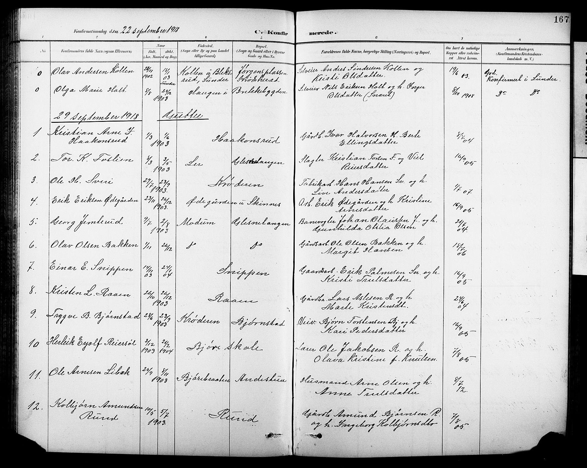 Krødsherad kirkebøker, SAKO/A-19/G/Ga/L0002: Parish register (copy) no. 2, 1894-1918, p. 167