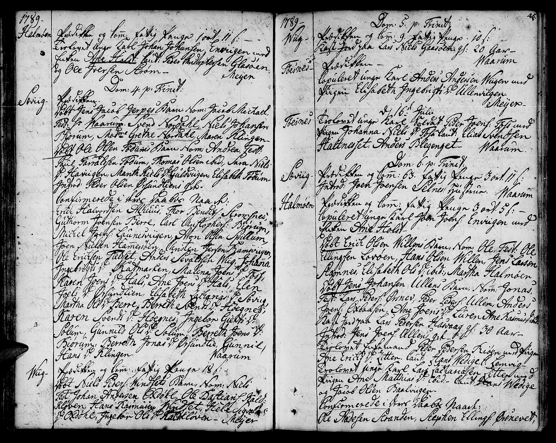 Ministerialprotokoller, klokkerbøker og fødselsregistre - Nord-Trøndelag, AV/SAT-A-1458/773/L0608: Parish register (official) no. 773A02, 1784-1816, p. 45