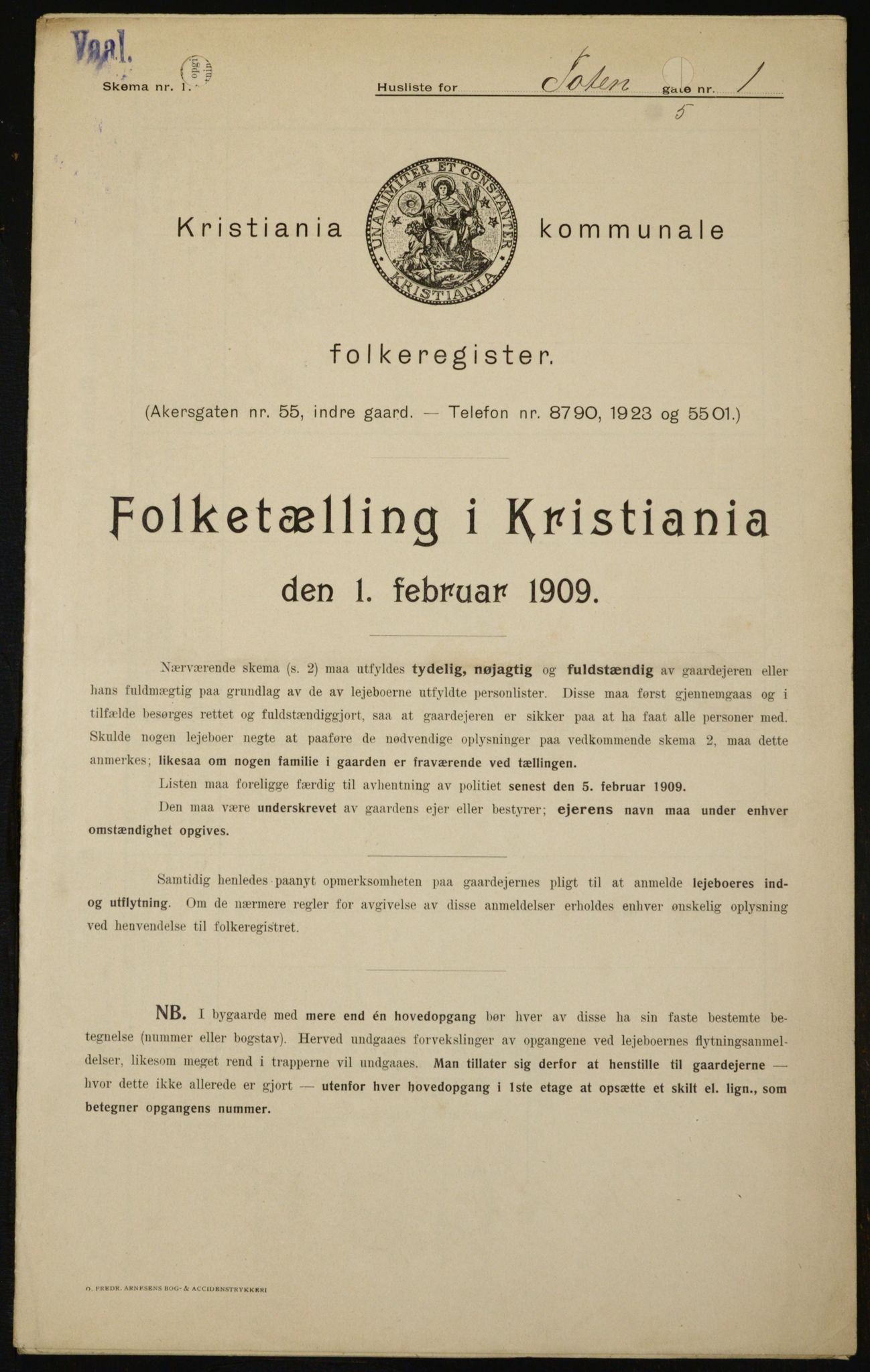 OBA, Municipal Census 1909 for Kristiania, 1909, p. 104646