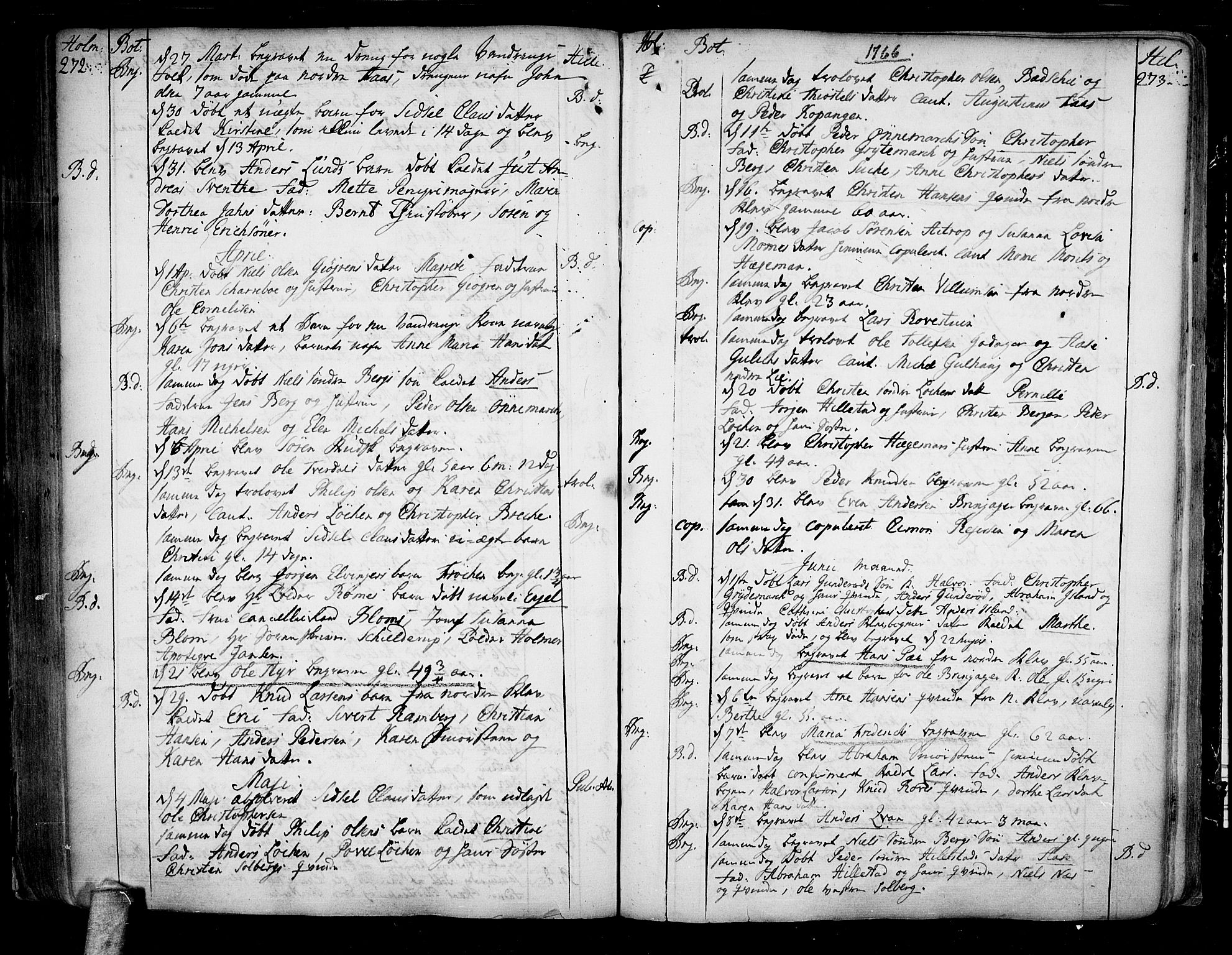 Botne kirkebøker, AV/SAKO-A-340/F/Fa/L0001a: Parish register (official) no. I 1A, 1707-1778, p. 272-273