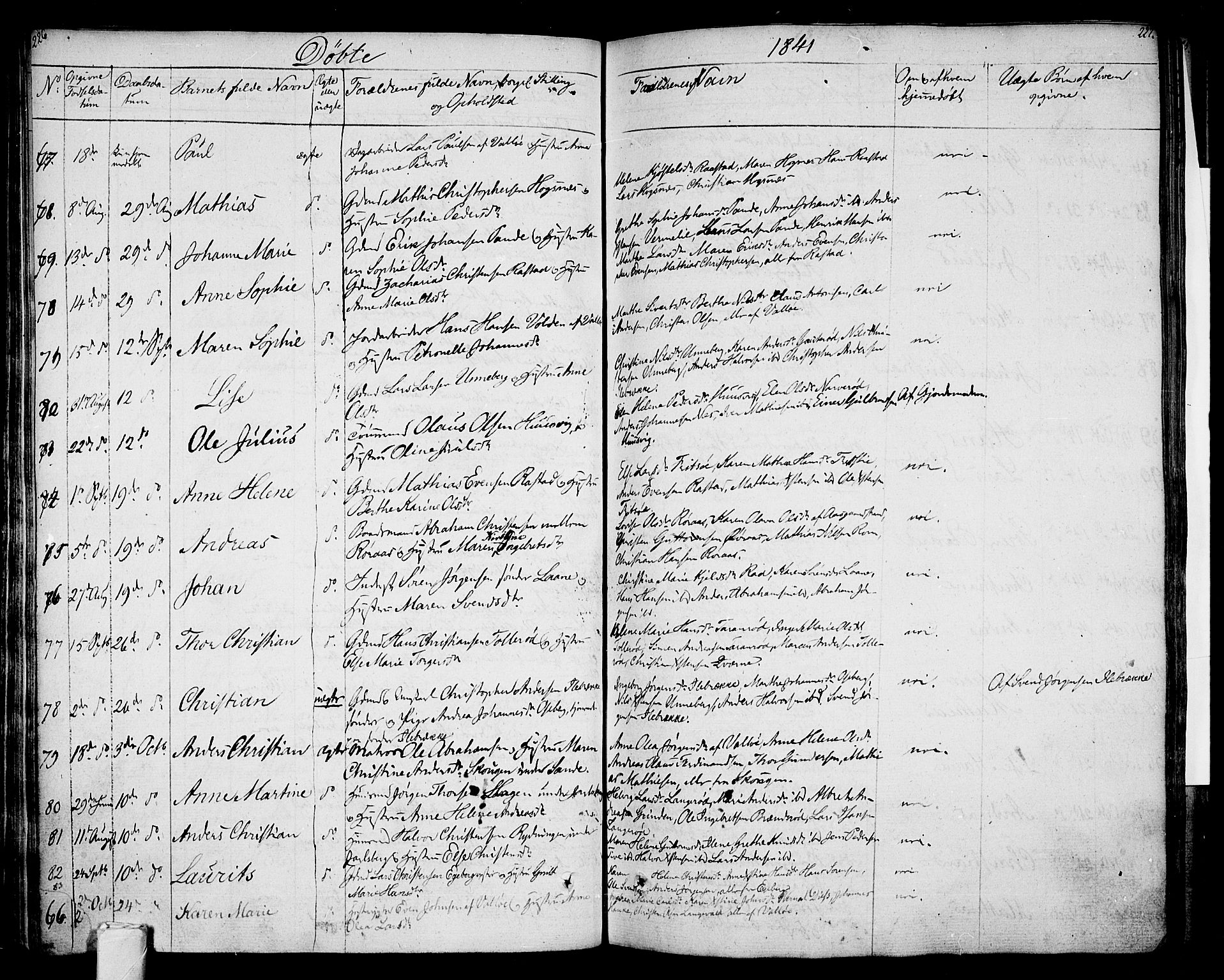 Sem kirkebøker, AV/SAKO-A-5/F/Fa/L0005: Parish register (official) no. I 5, 1825-1842, p. 226-227