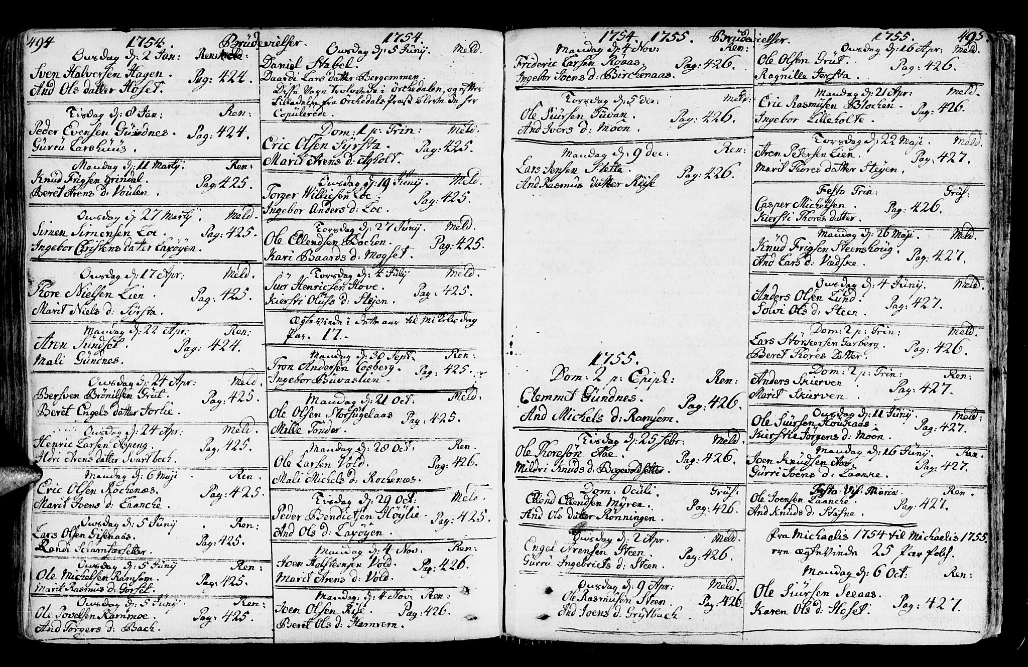 Ministerialprotokoller, klokkerbøker og fødselsregistre - Sør-Trøndelag, SAT/A-1456/672/L0851: Parish register (official) no. 672A04, 1751-1775, p. 494-495