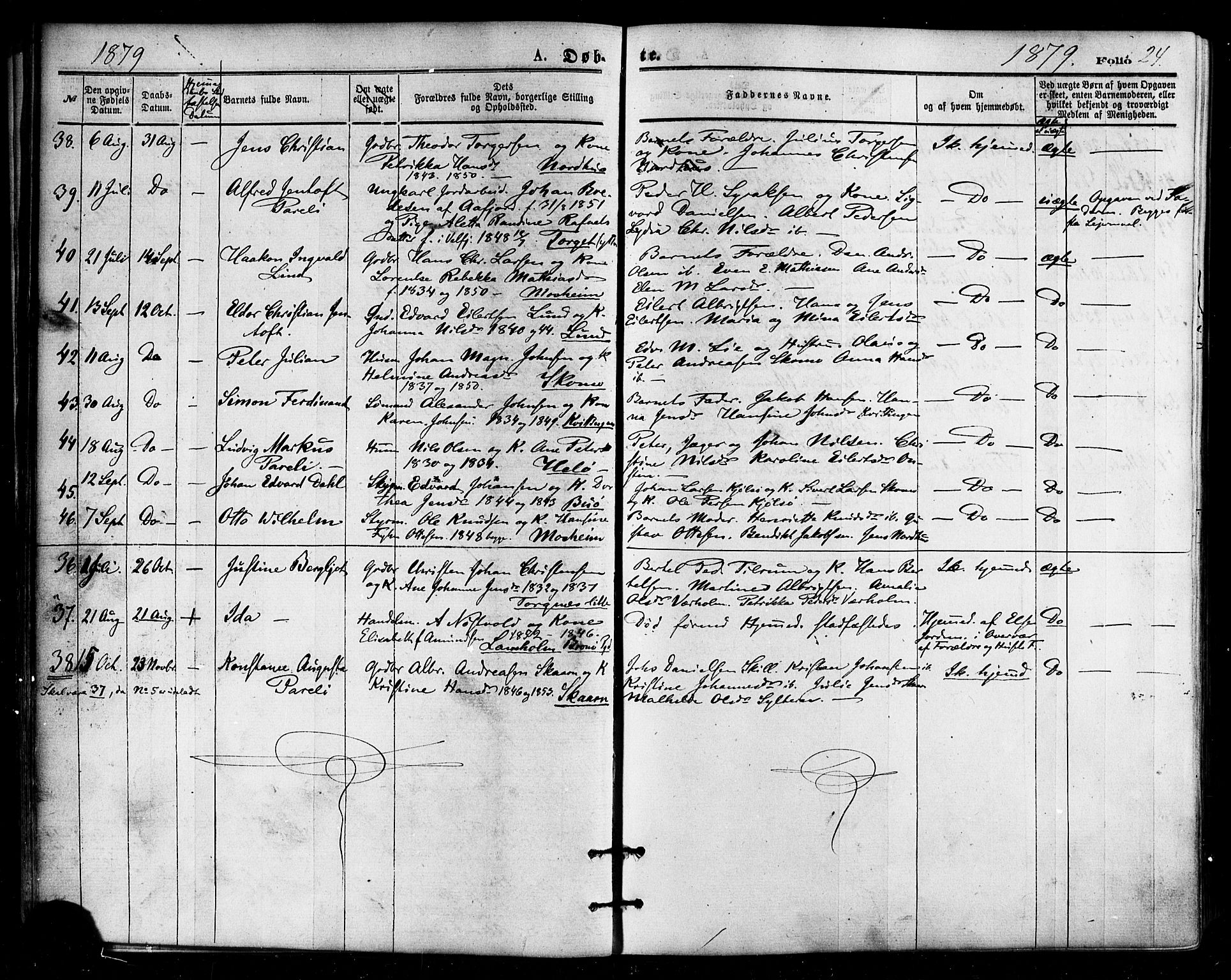 Ministerialprotokoller, klokkerbøker og fødselsregistre - Nordland, AV/SAT-A-1459/813/L0199: Parish register (official) no. 813A09, 1875-1885, p. 24