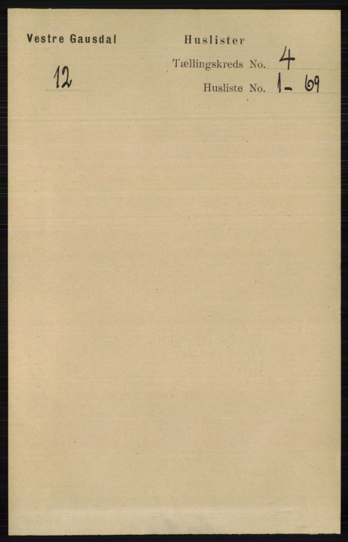 RA, 1891 census for 0523 Vestre Gausdal, 1891, p. 1639