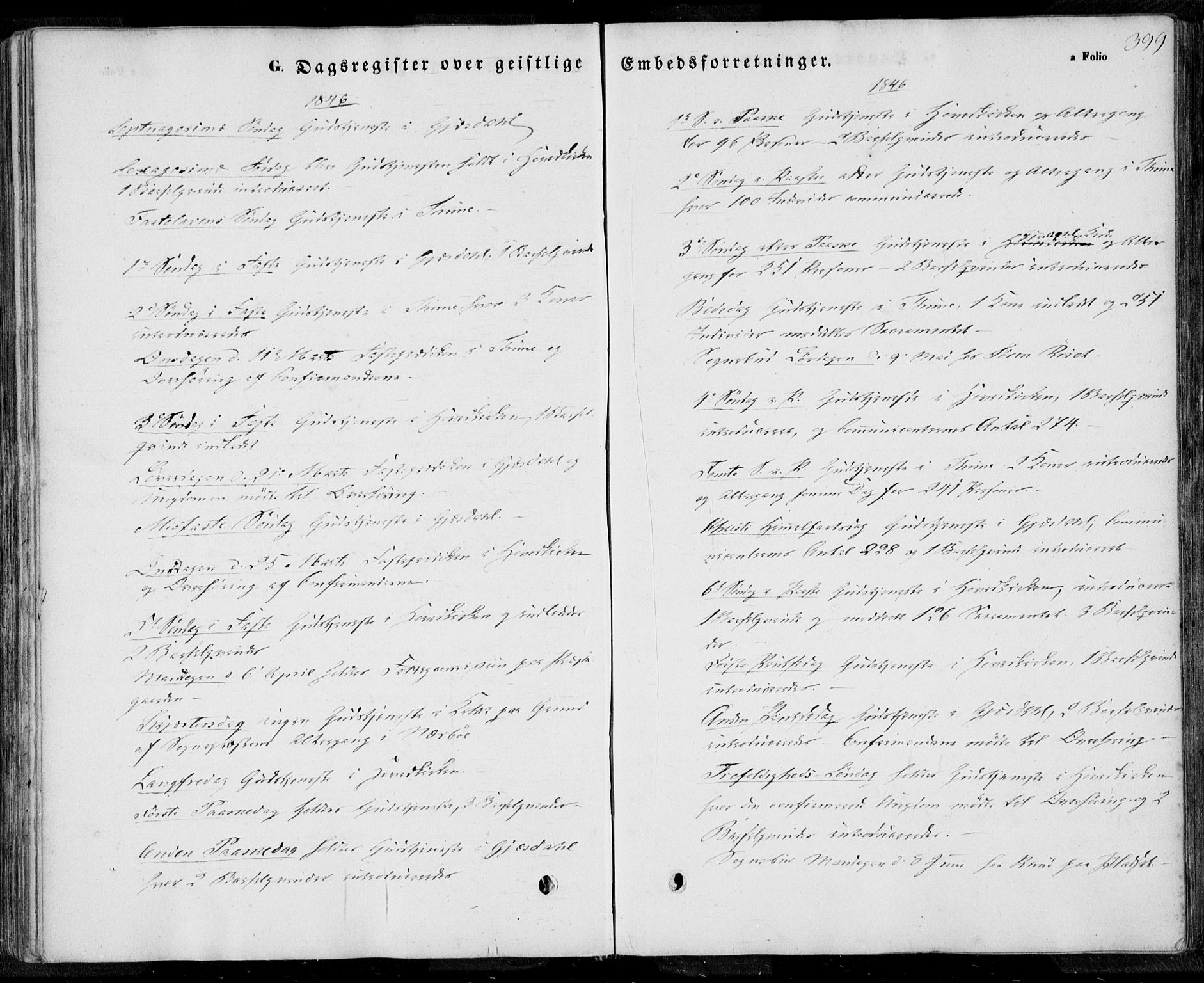 Lye sokneprestkontor, AV/SAST-A-101794/001/30BA/L0006: Parish register (official) no. A 5.2, 1842-1855, p. 399