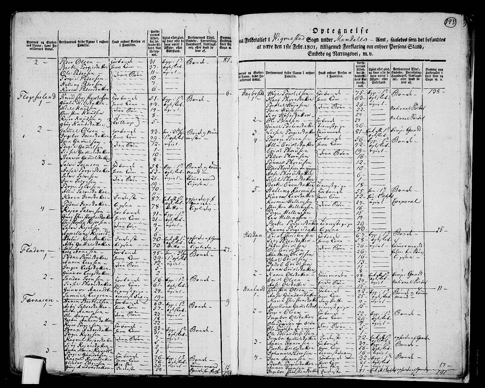 RA, 1801 census for 1029P Audnedal, 1801, p. 192b-193a