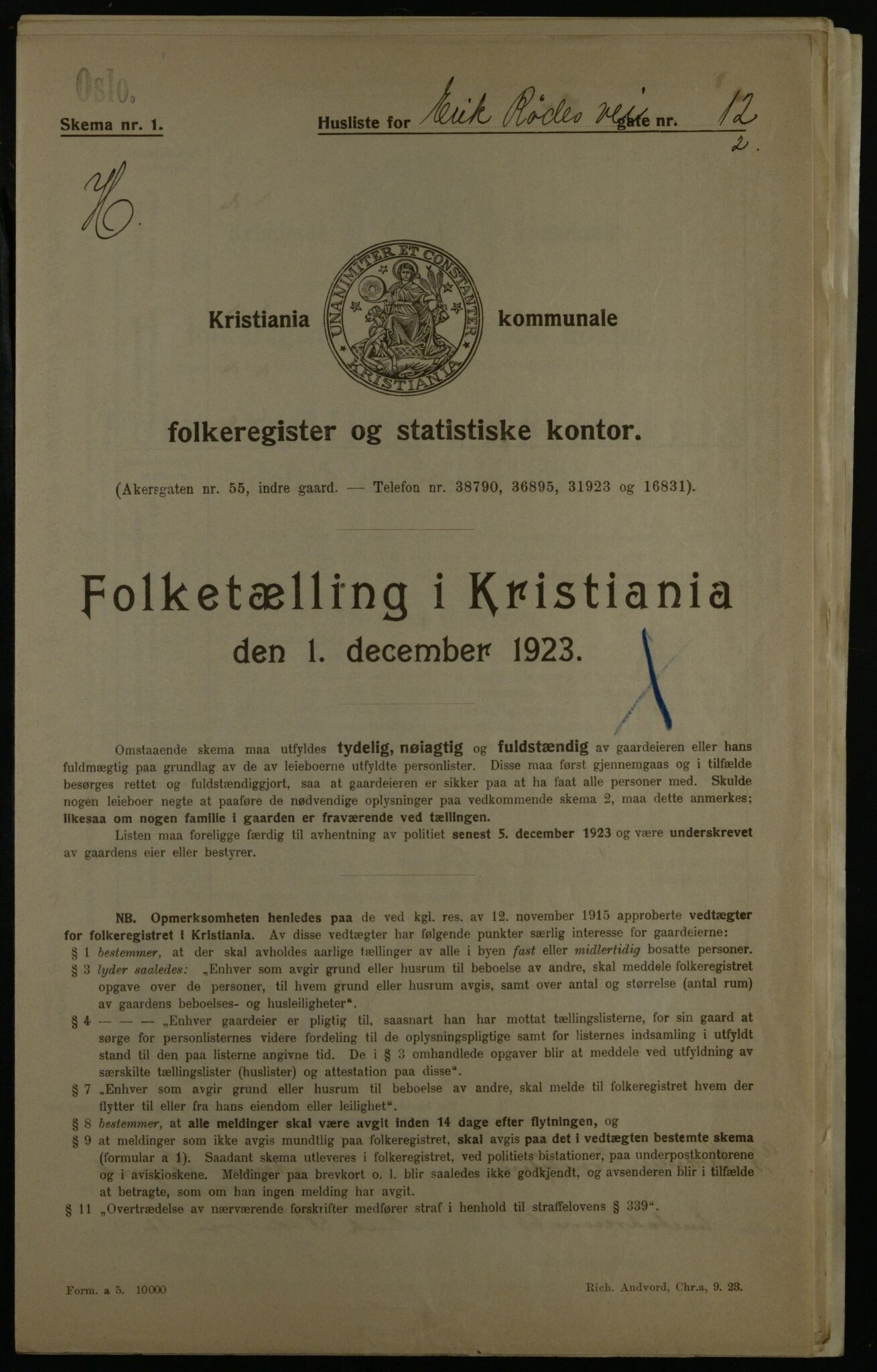 OBA, Municipal Census 1923 for Kristiania, 1923, p. 21757