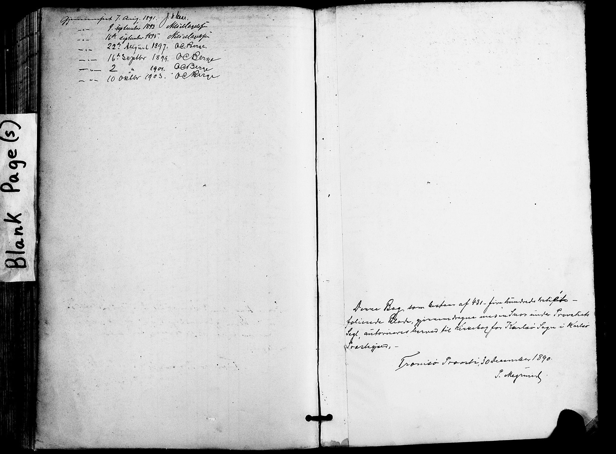 Karlsøy sokneprestembete, AV/SATØ-S-1299/H/Ha/Haa/L0007kirke: Parish register (official) no. 7, 1891-1902