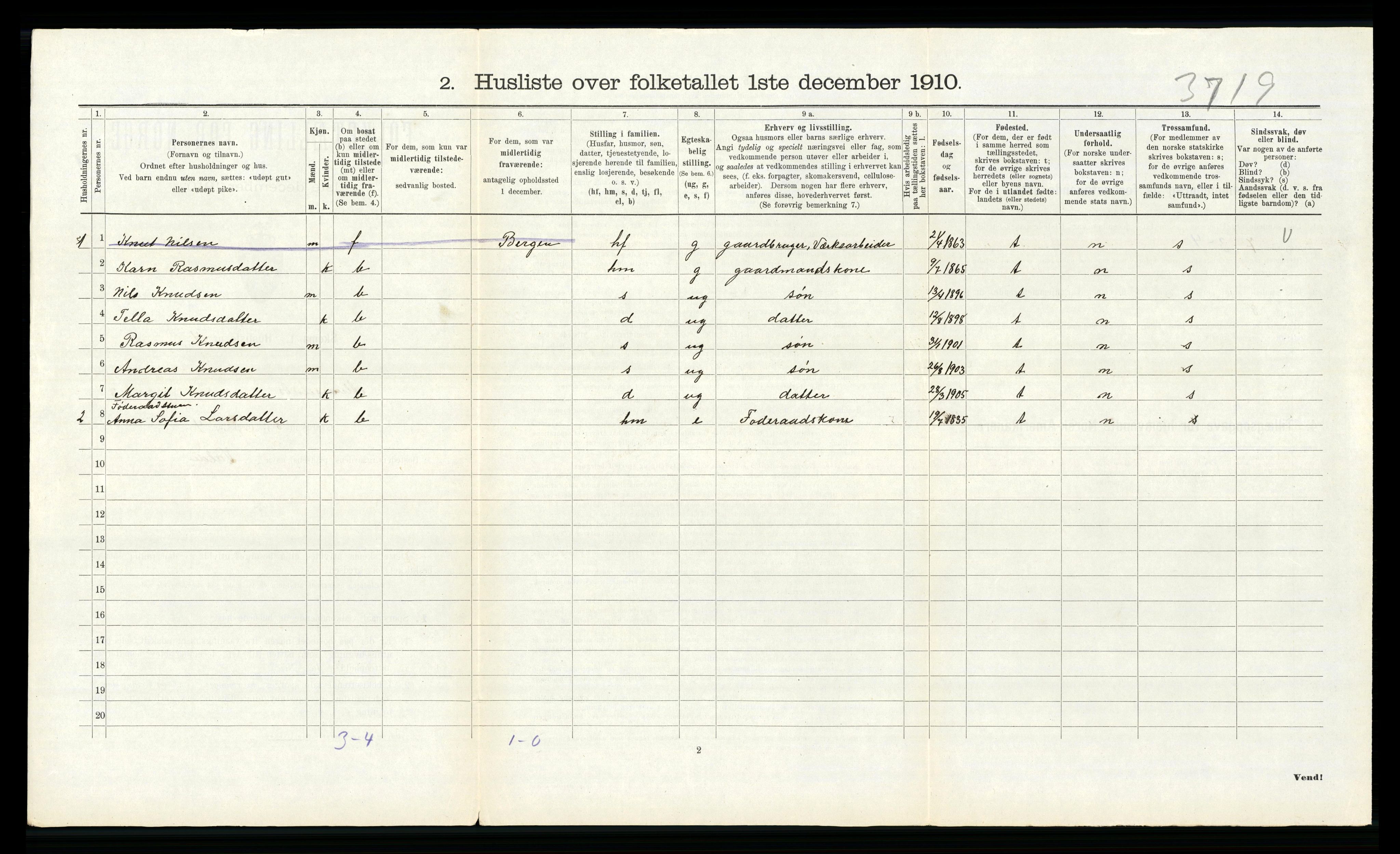 RA, 1910 census for Alversund, 1910, p. 183