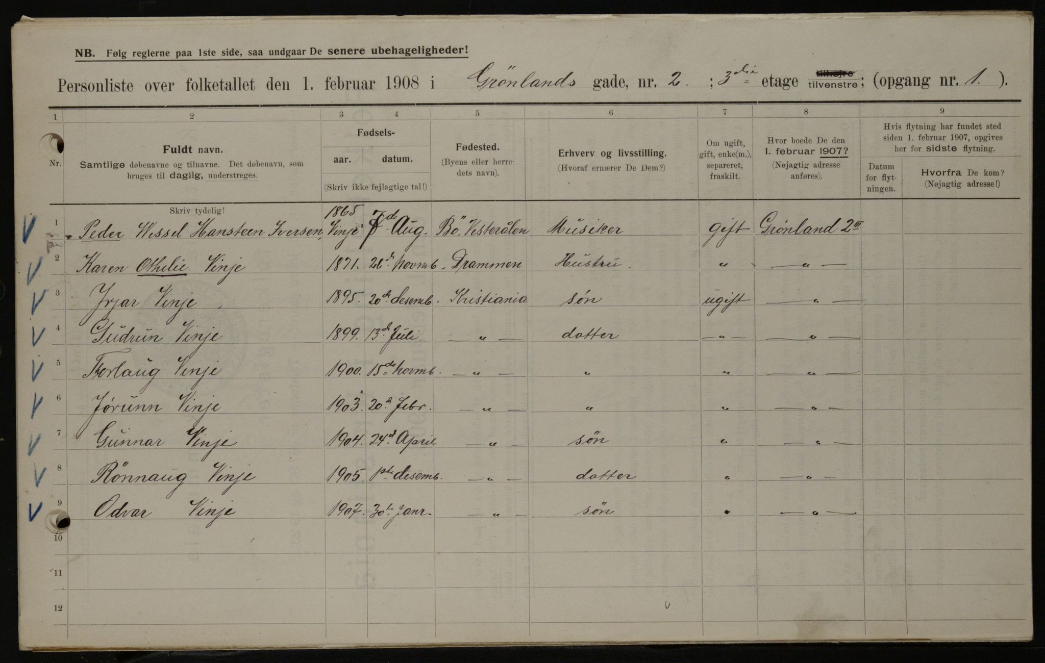 OBA, Municipal Census 1908 for Kristiania, 1908, p. 28048