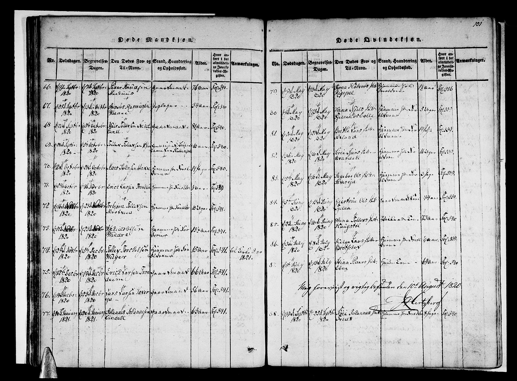 Skånevik sokneprestembete, SAB/A-77801/H/Haa: Parish register (official) no. A 3, 1815-1828, p. 101
