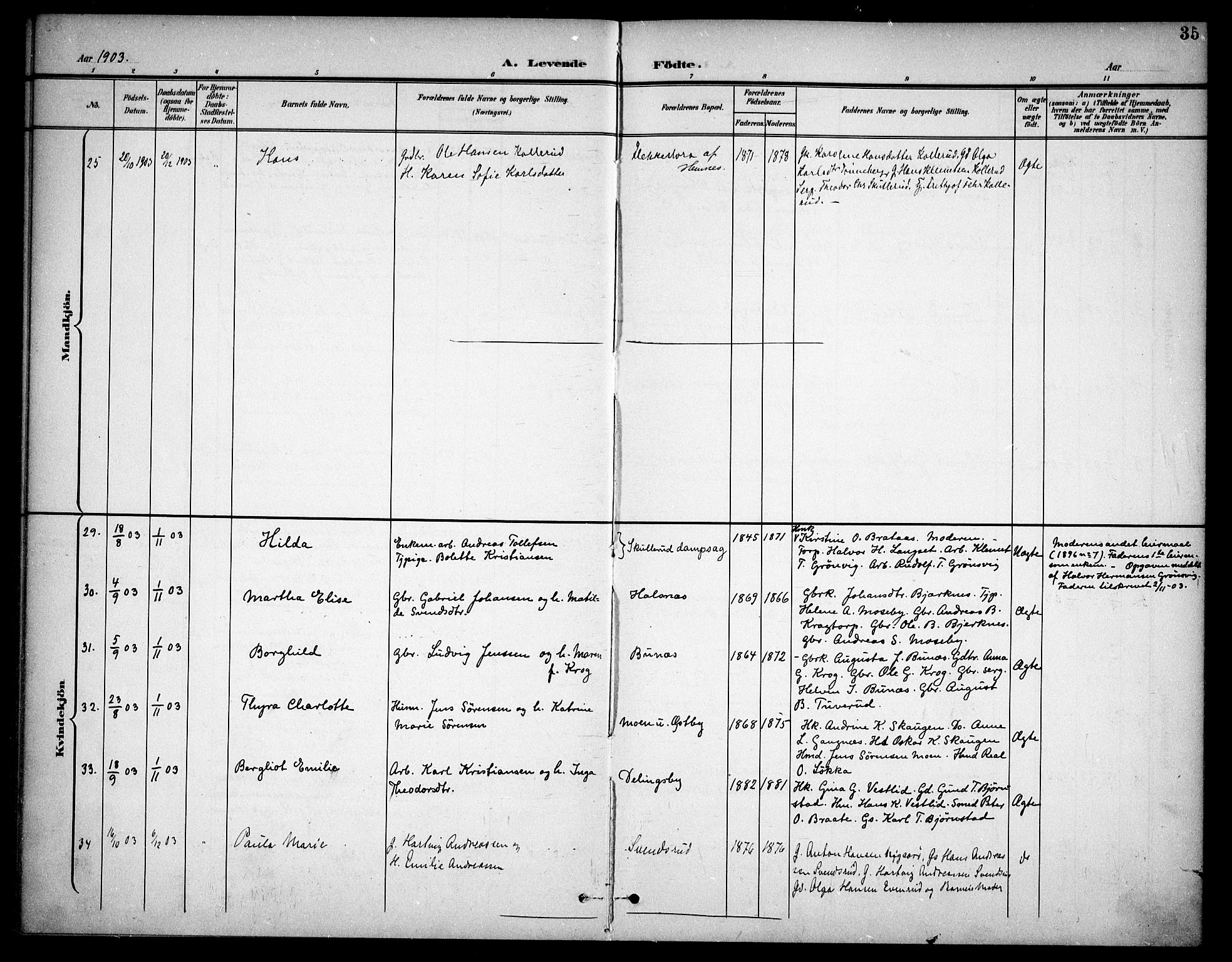 Høland prestekontor Kirkebøker, AV/SAO-A-10346a/F/Fb/L0003: Parish register (official) no. II 3, 1897-1912, p. 35