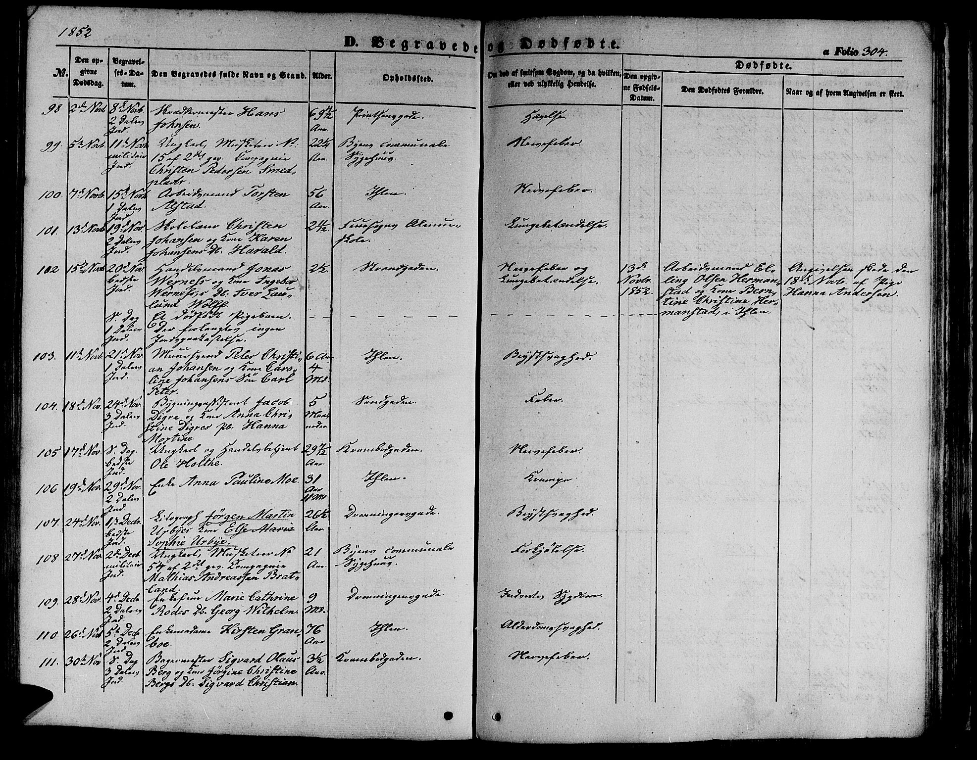 Ministerialprotokoller, klokkerbøker og fødselsregistre - Sør-Trøndelag, SAT/A-1456/602/L0137: Parish register (copy) no. 602C05, 1846-1856, p. 304