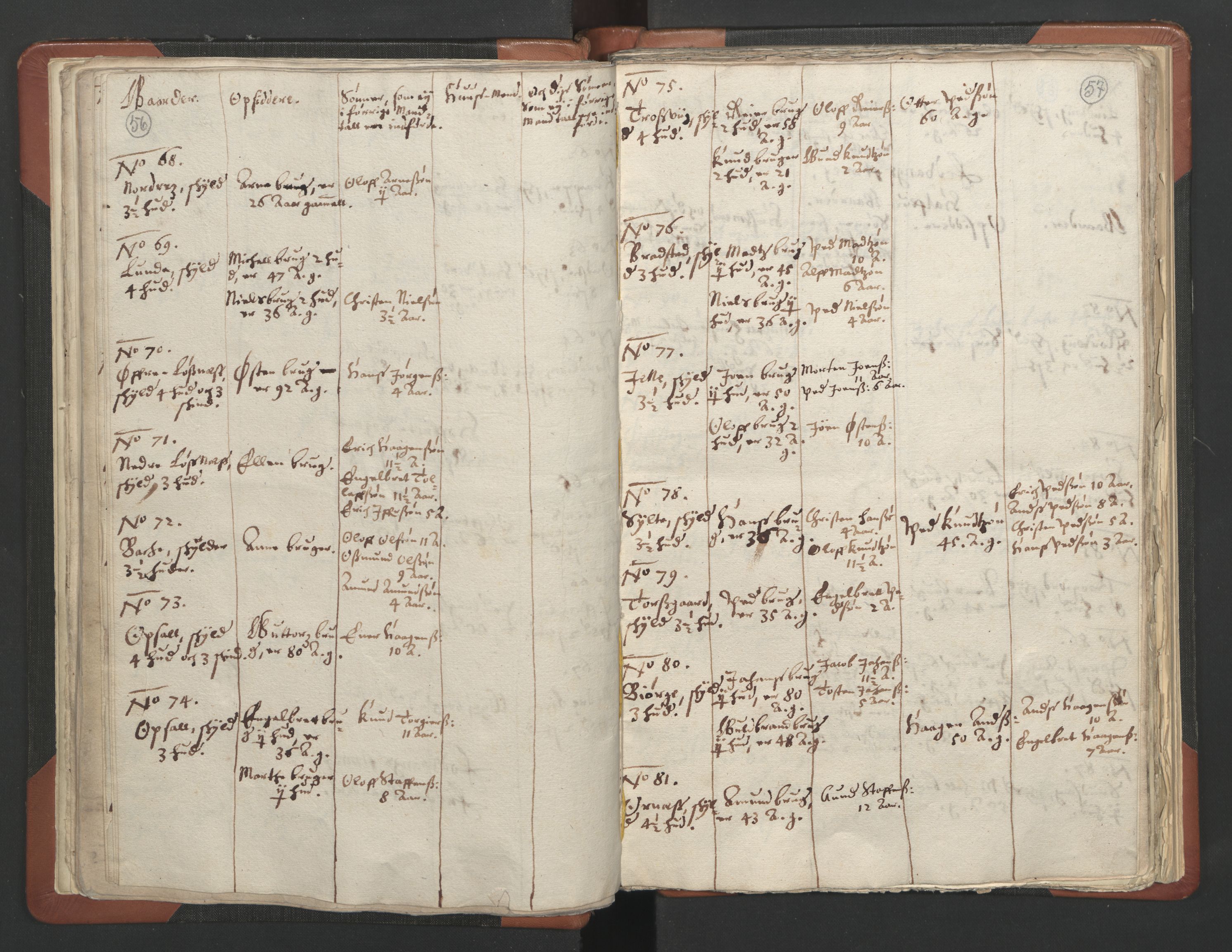 RA, Vicar's Census 1664-1666, no. 6: Gudbrandsdal deanery, 1664-1666, p. 56-57