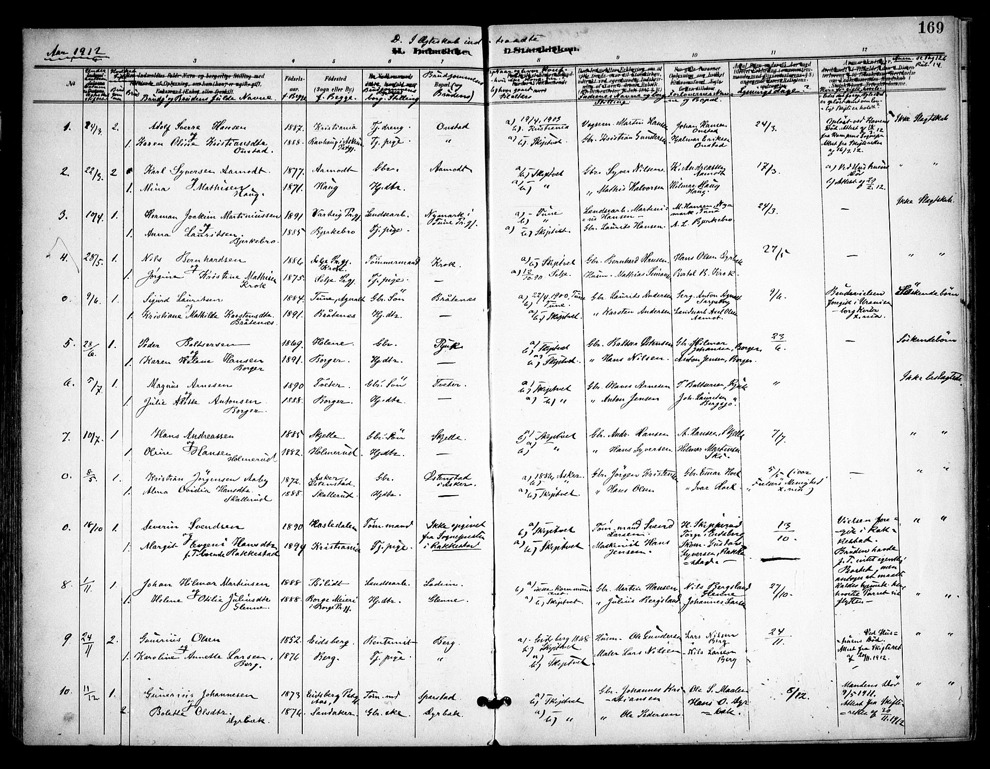 Skiptvet prestekontor Kirkebøker, AV/SAO-A-20009/F/Fa/L0011: Parish register (official) no. 11, 1901-1913, p. 169