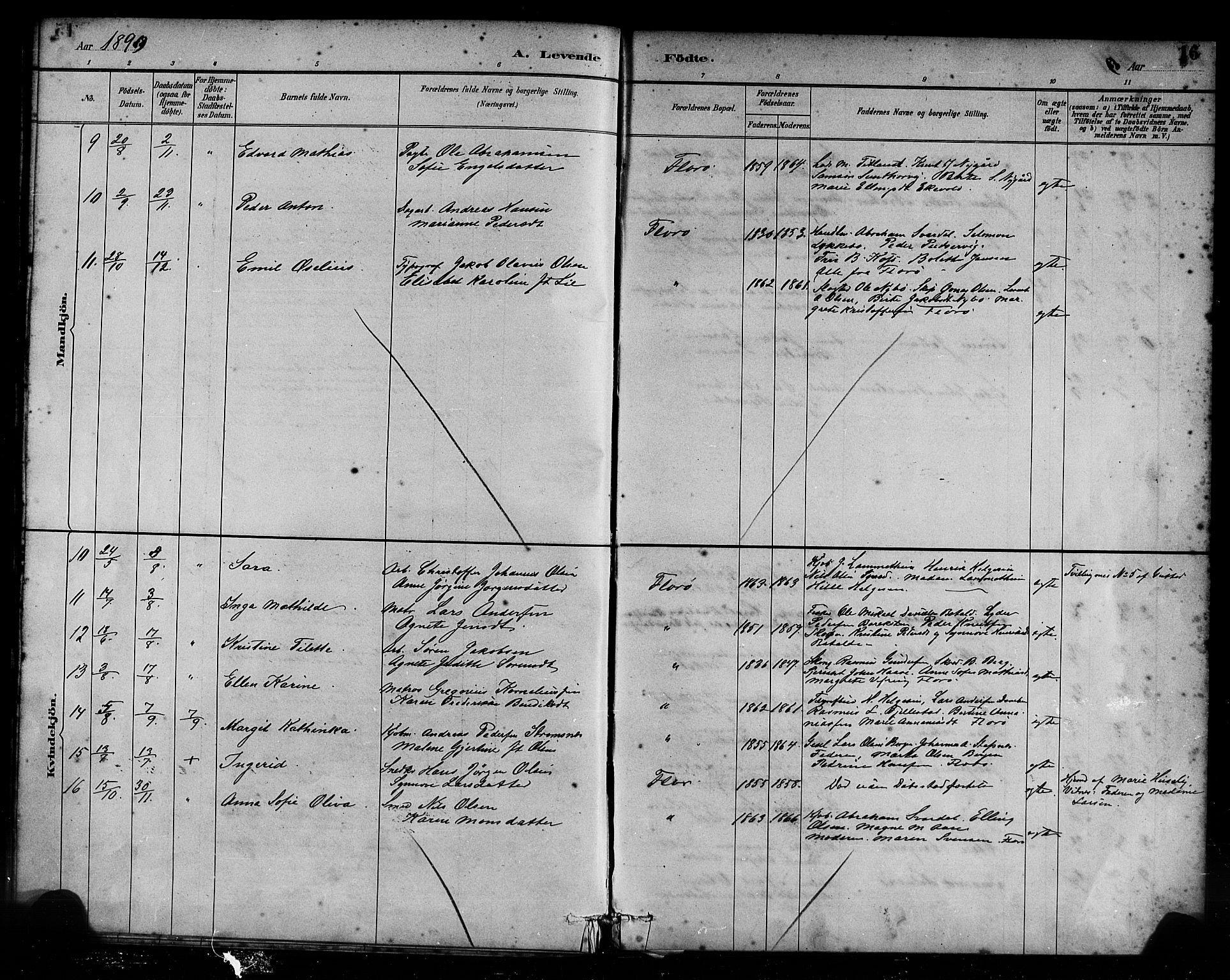 Kinn sokneprestembete, AV/SAB-A-80801/H/Haa/Haac/L0001: Parish register (official) no. C 1, 1883-1894, p. 16