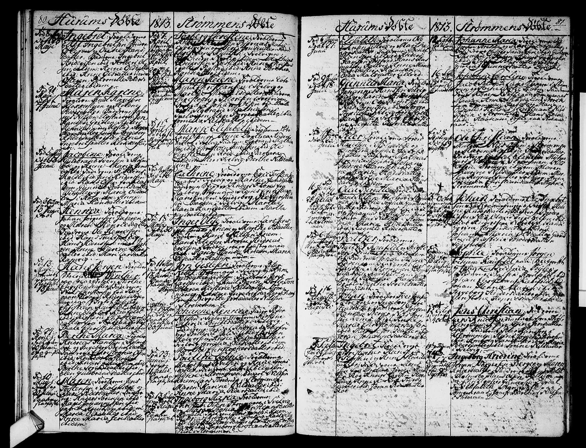 Hurum kirkebøker, AV/SAKO-A-229/F/Fa/L0008: Parish register (official) no. 8, 1810-1815, p. 80-81