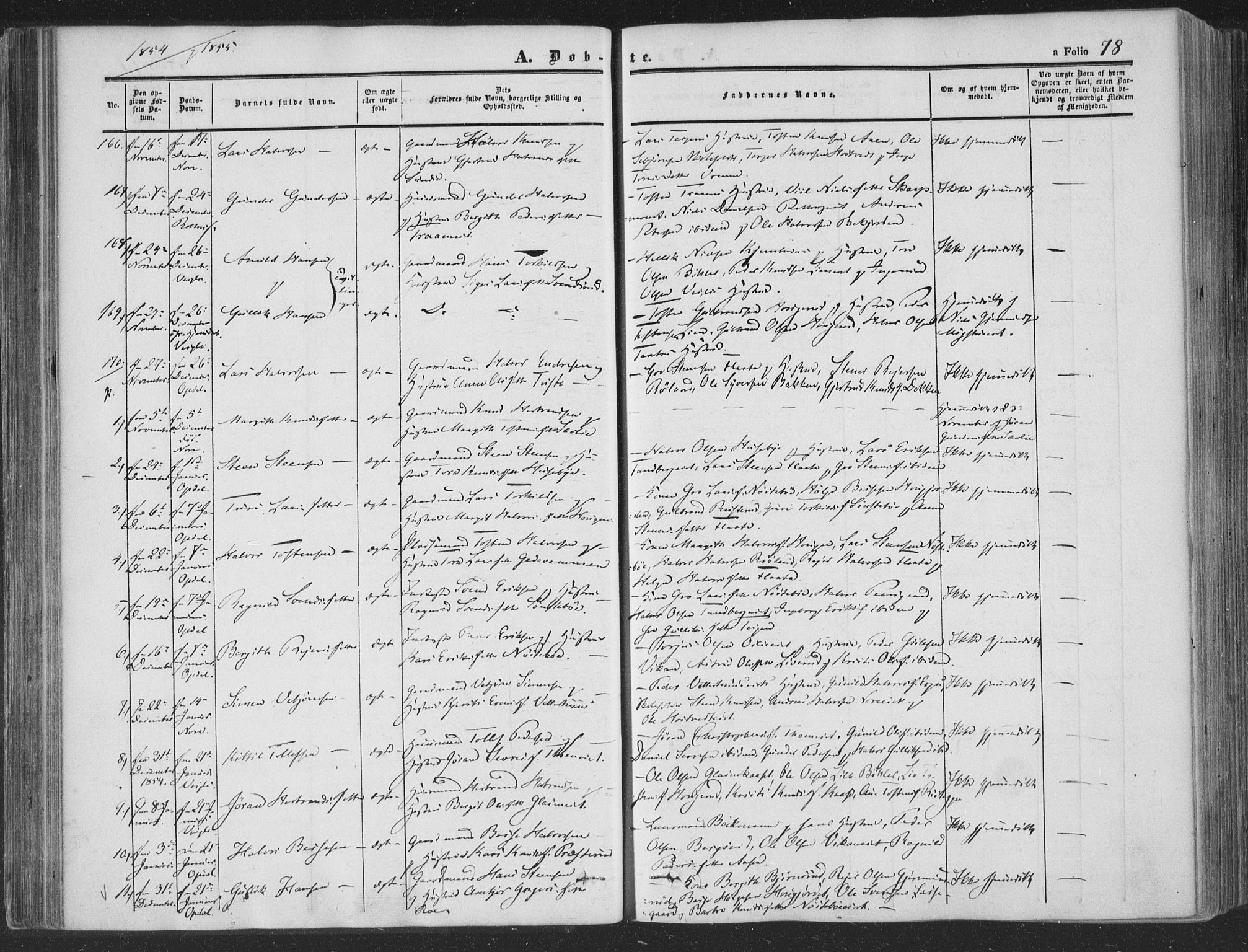 Rollag kirkebøker, SAKO/A-240/F/Fa/L0008: Parish register (official) no. I 8, 1847-1860, p. 78