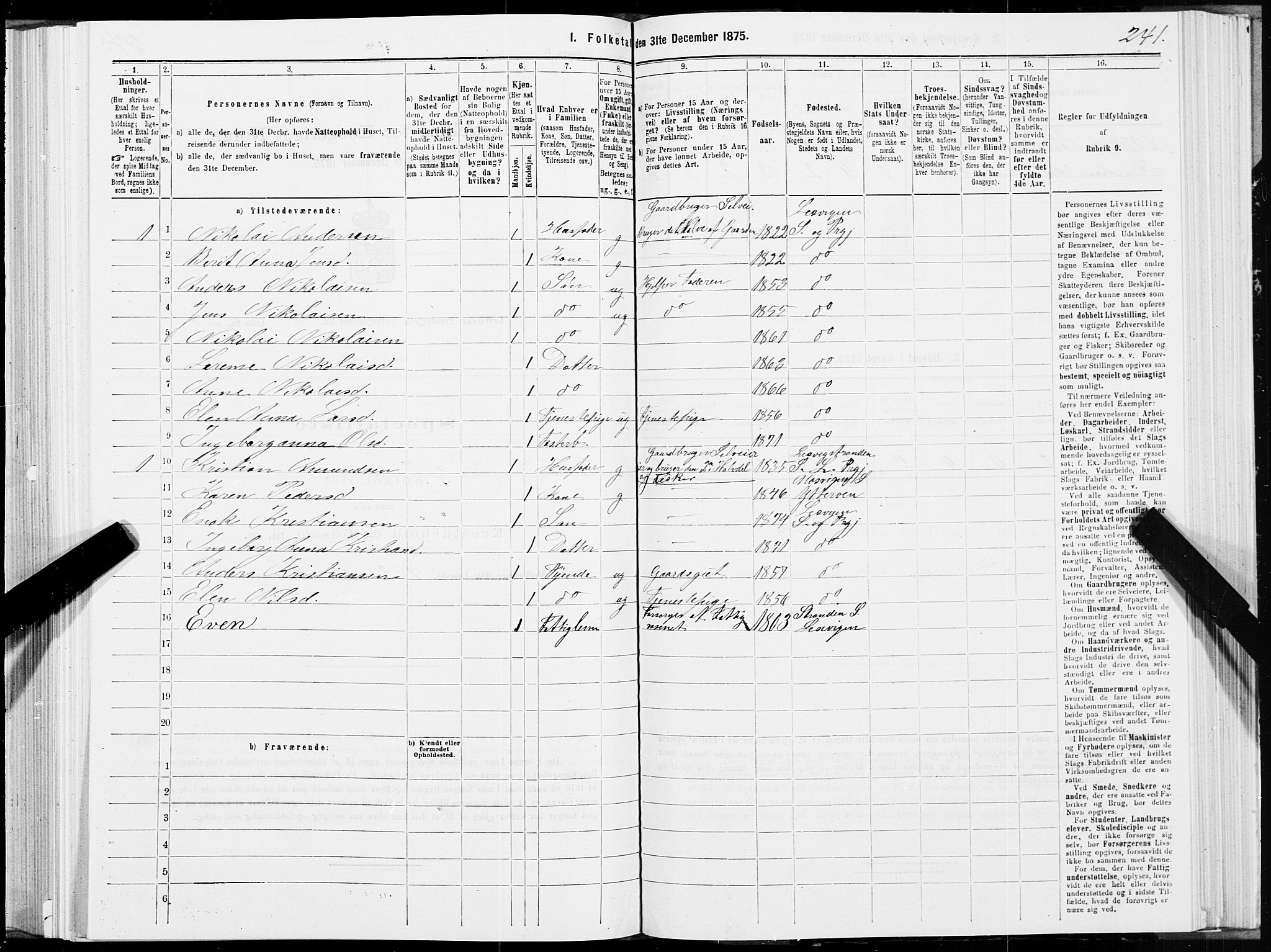 SAT, 1875 census for 1718P Leksvik, 1875, p. 1241