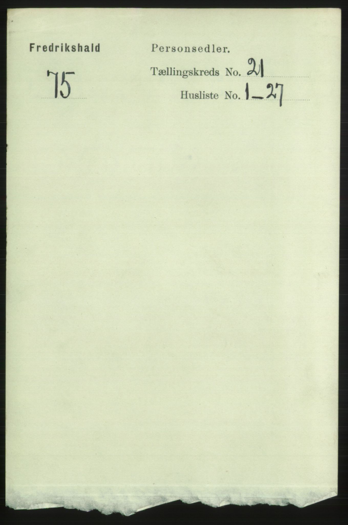 RA, 1891 census for 0101 Fredrikshald, 1891, p. 13077