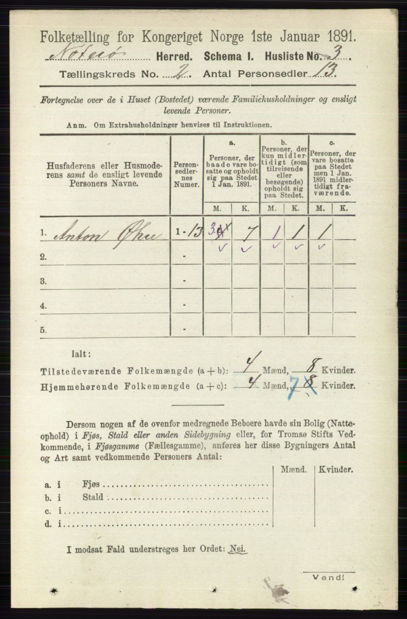 RA, 1891 census for 0722 Nøtterøy, 1891, p. 742