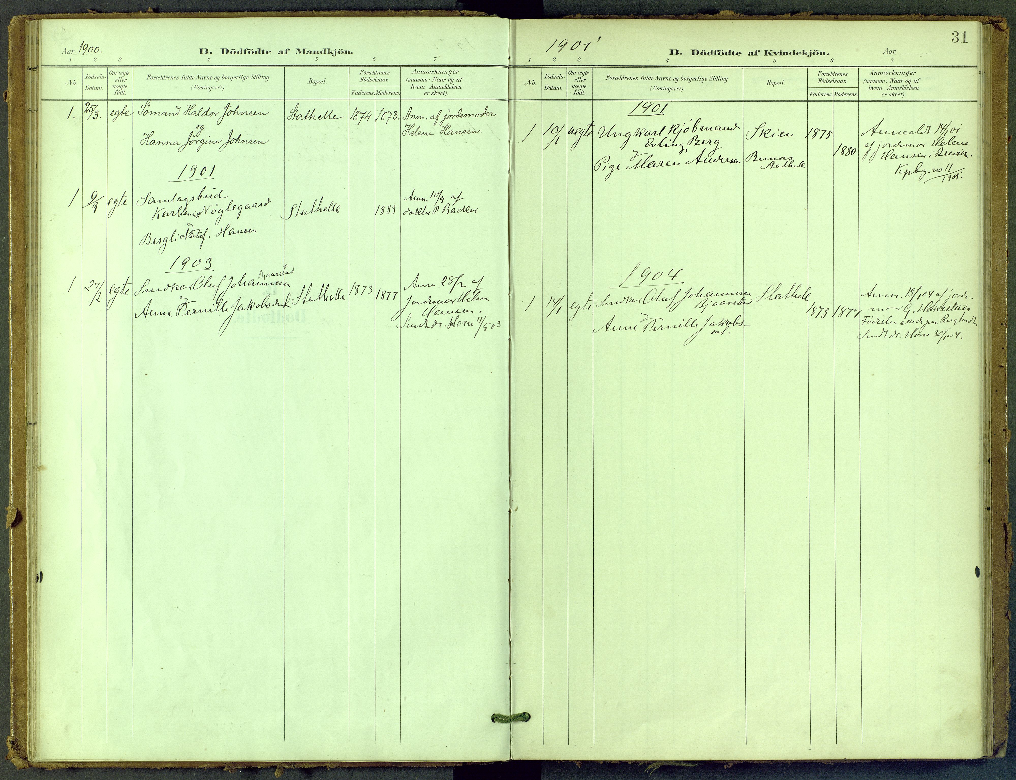 Bamble kirkebøker, SAKO/A-253/F/Fb/L0002: Parish register (official) no. II 2, 1900-1921, p. 31