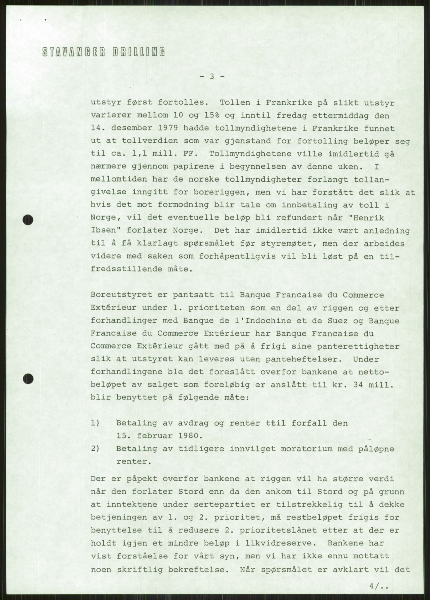 Pa 1503 - Stavanger Drilling AS, AV/SAST-A-101906/A/Ab/Abc/L0003: Styrekorrespondanse Stavanger Drilling I A/S, 1978-1980, p. 311