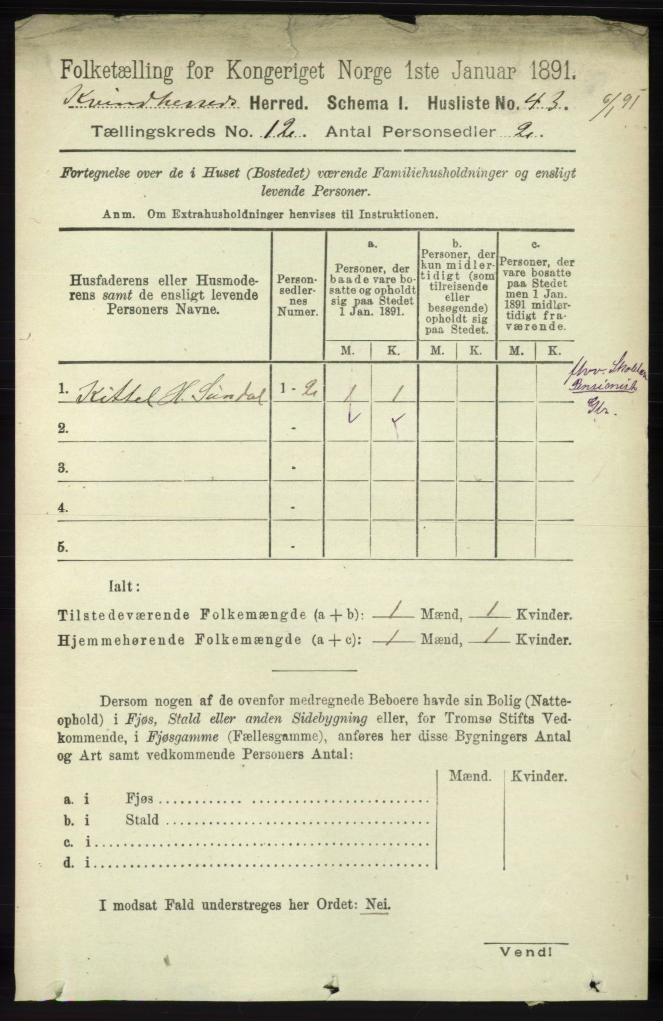 RA, 1891 census for 1224 Kvinnherad, 1891, p. 3962