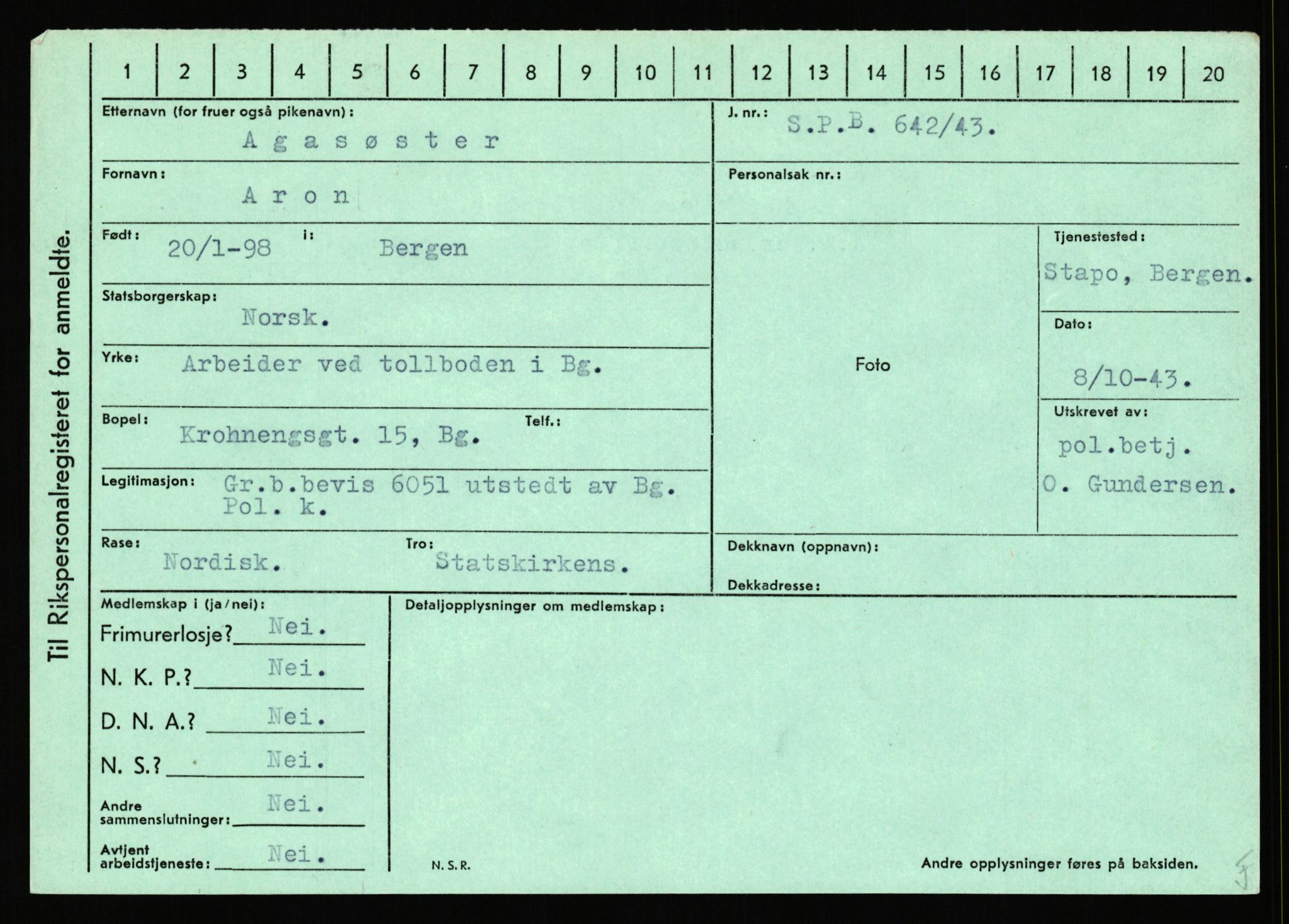 Statspolitiet - Hovedkontoret / Osloavdelingen, AV/RA-S-1329/C/Ca/L0001: Aabakken - Armann, 1943-1945, p. 1172