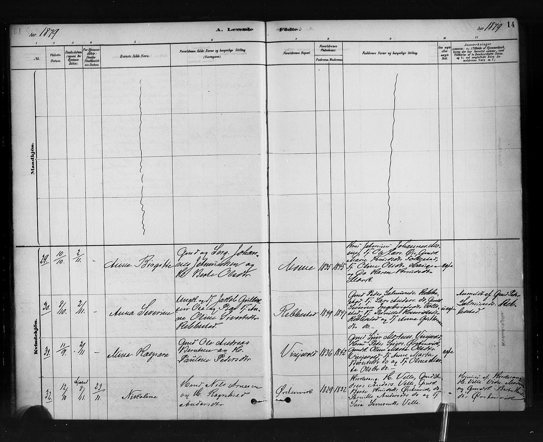 Ministerialprotokoller, klokkerbøker og fødselsregistre - Møre og Romsdal, AV/SAT-A-1454/513/L0176: Parish register (official) no. 513A03, 1877-1889, p. 14