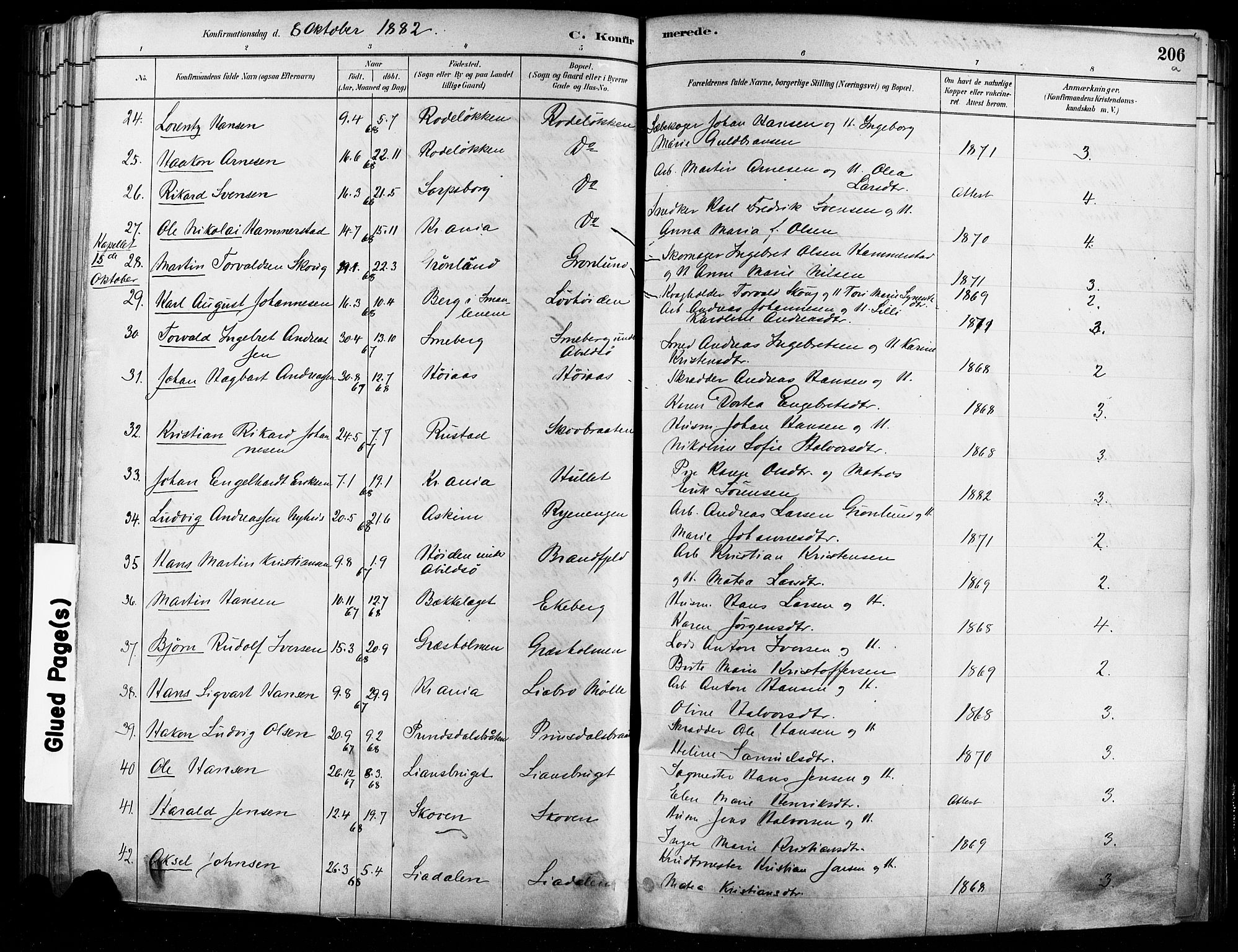 Østre Aker prestekontor Kirkebøker, AV/SAO-A-10840/F/Fa/L0006: Parish register (official) no. I 5, 1879-1882, p. 206a