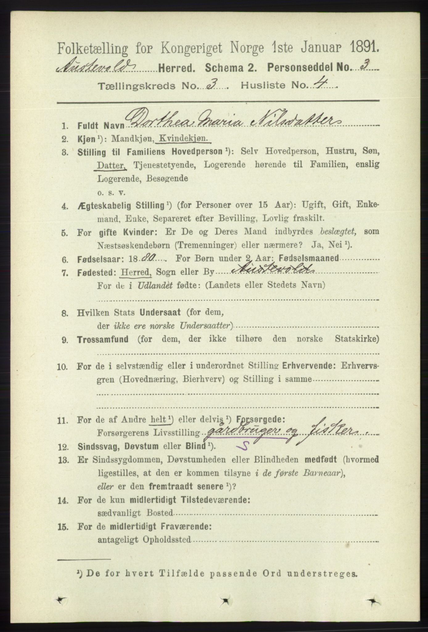 RA, 1891 census for 1244 Austevoll, 1891, p. 975